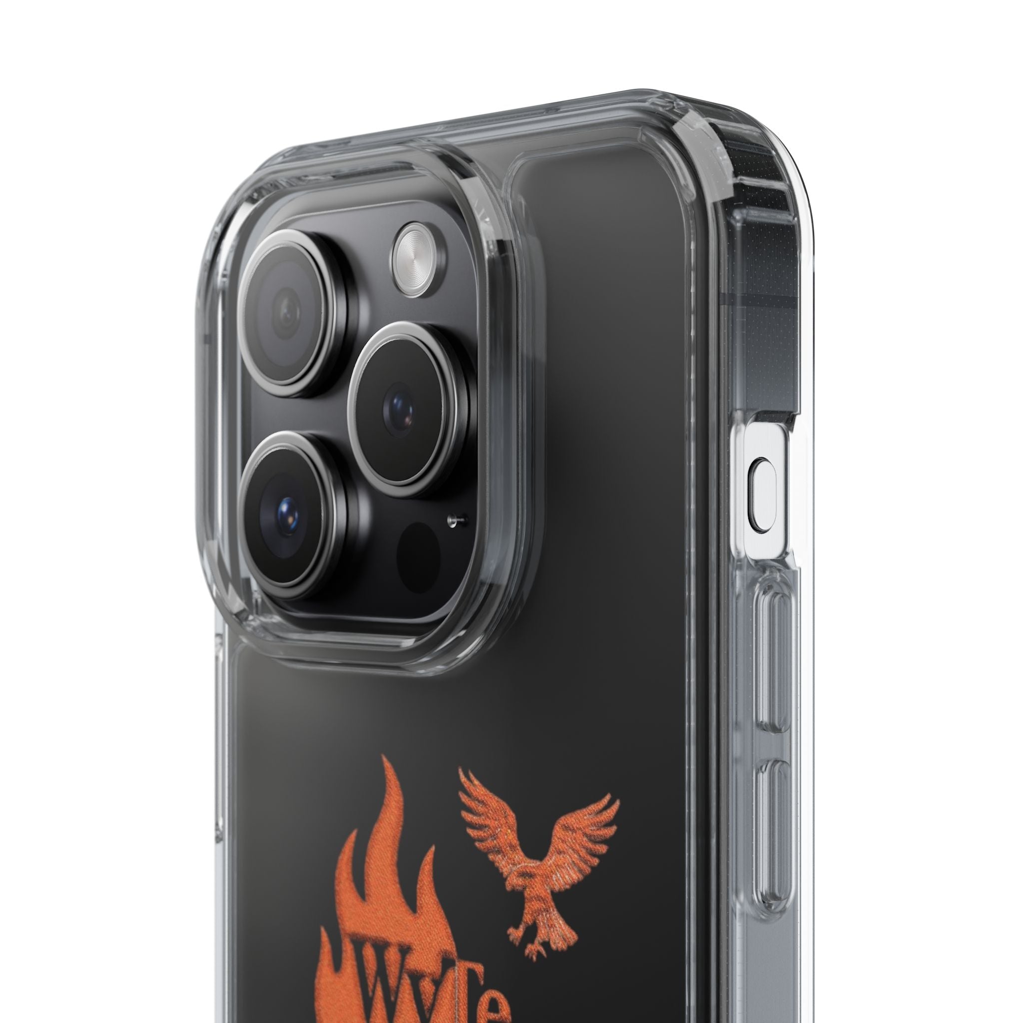 Clear Phone Case — Orange Flame & Eagle "Wyte" Clear Protective Cover