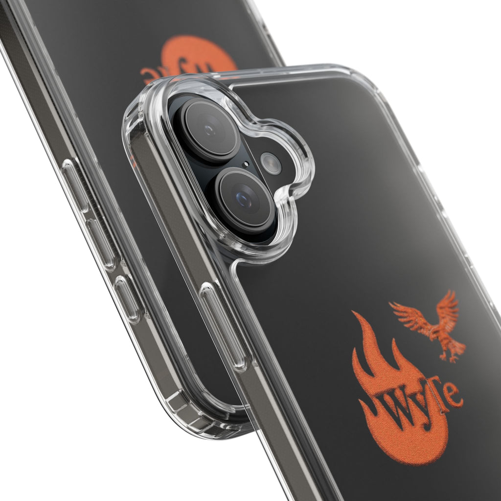 Clear Phone Case — Orange Flame & Eagle "Wyte" Clear Protective Cover