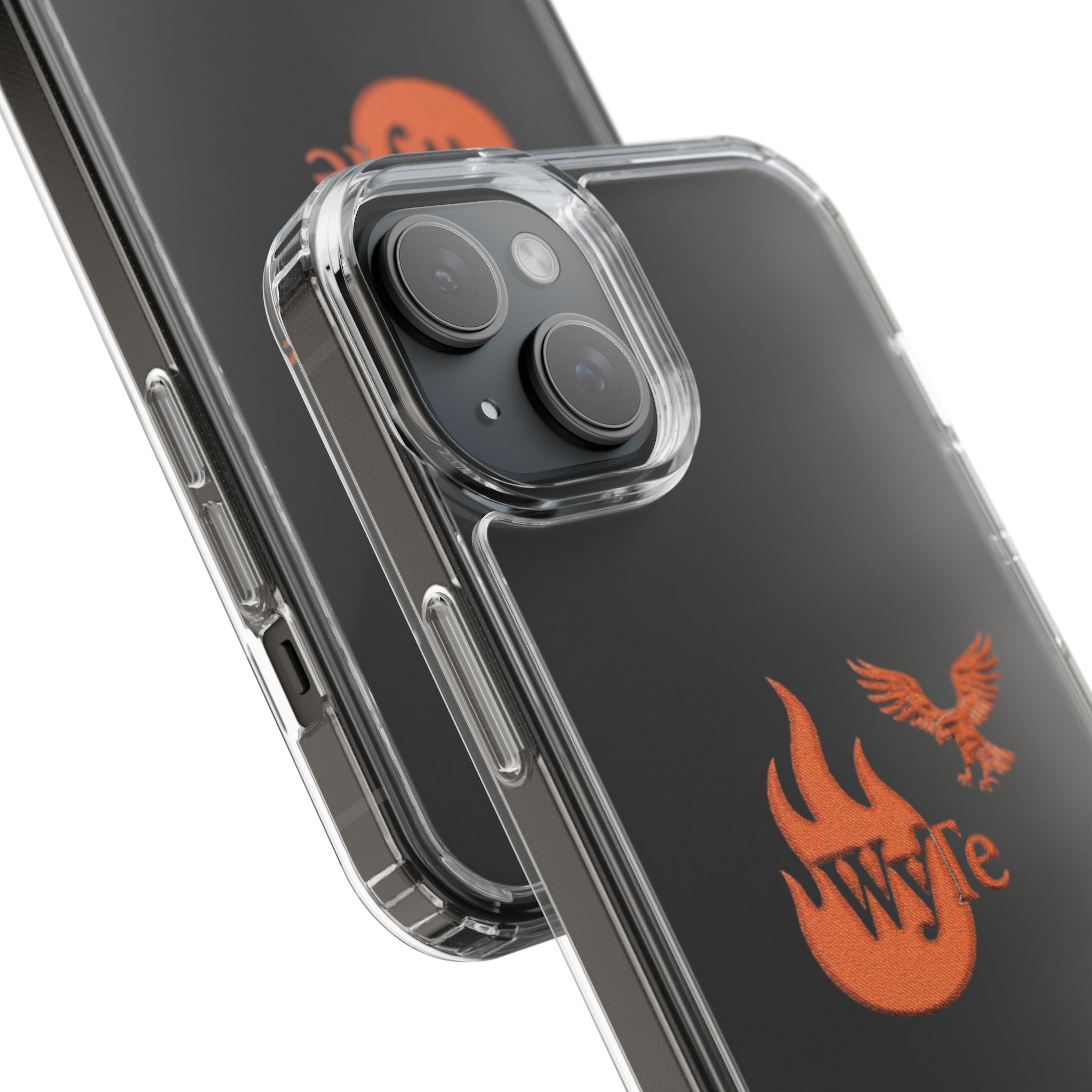 Clear Phone Case — Orange Flame & Eagle "Wyte" Clear Protective Cover