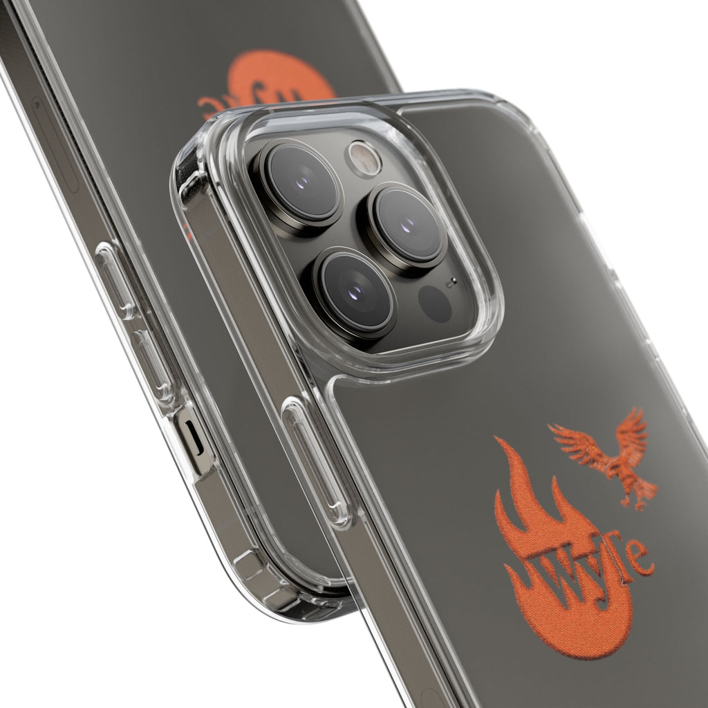 Clear Phone Case — Orange Flame & Eagle "Wyte" Clear Protective Cover