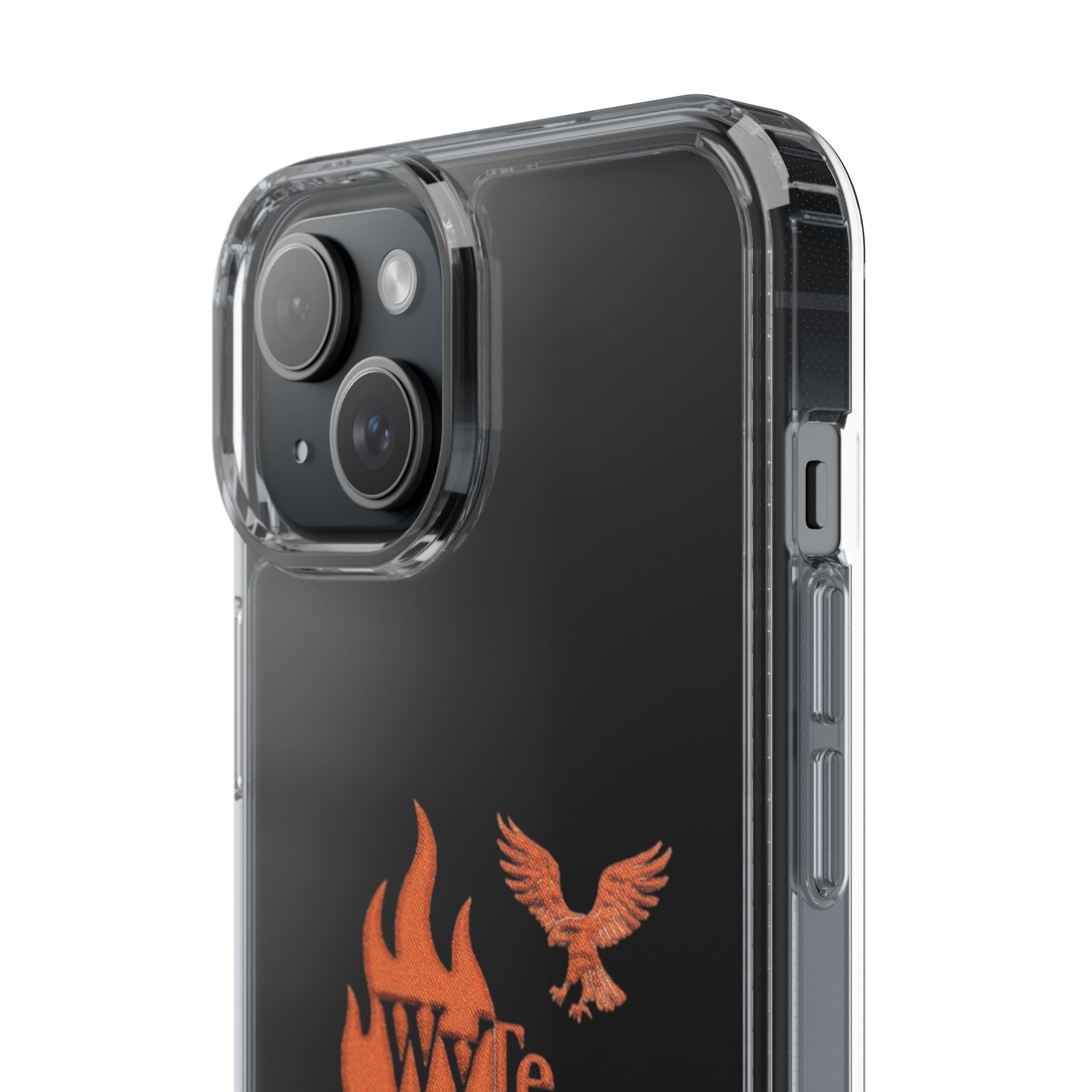 Clear Phone Case — Orange Flame & Eagle "Wyte" Clear Protective Cover