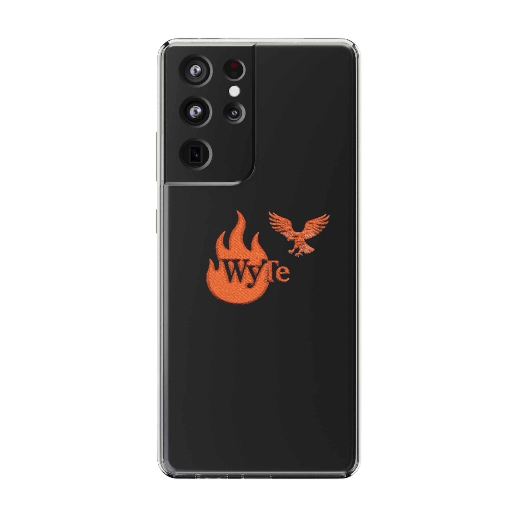 Clear Phone Case — Orange Flame & Eagle "Wyte" Clear Protective Cover