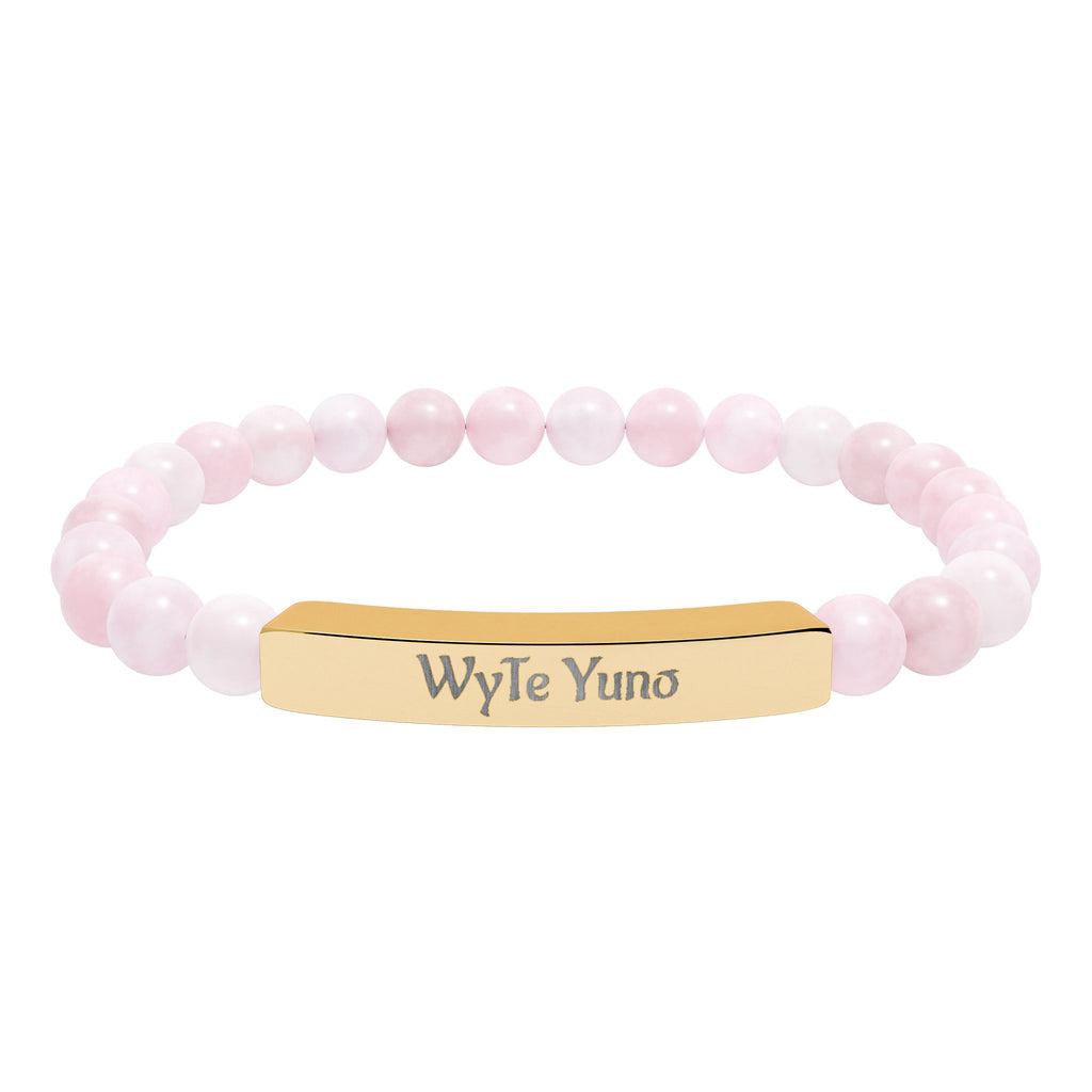 Engravable Natural Stone Bead Bar Bracelet – Personalized Stretch Bracelet