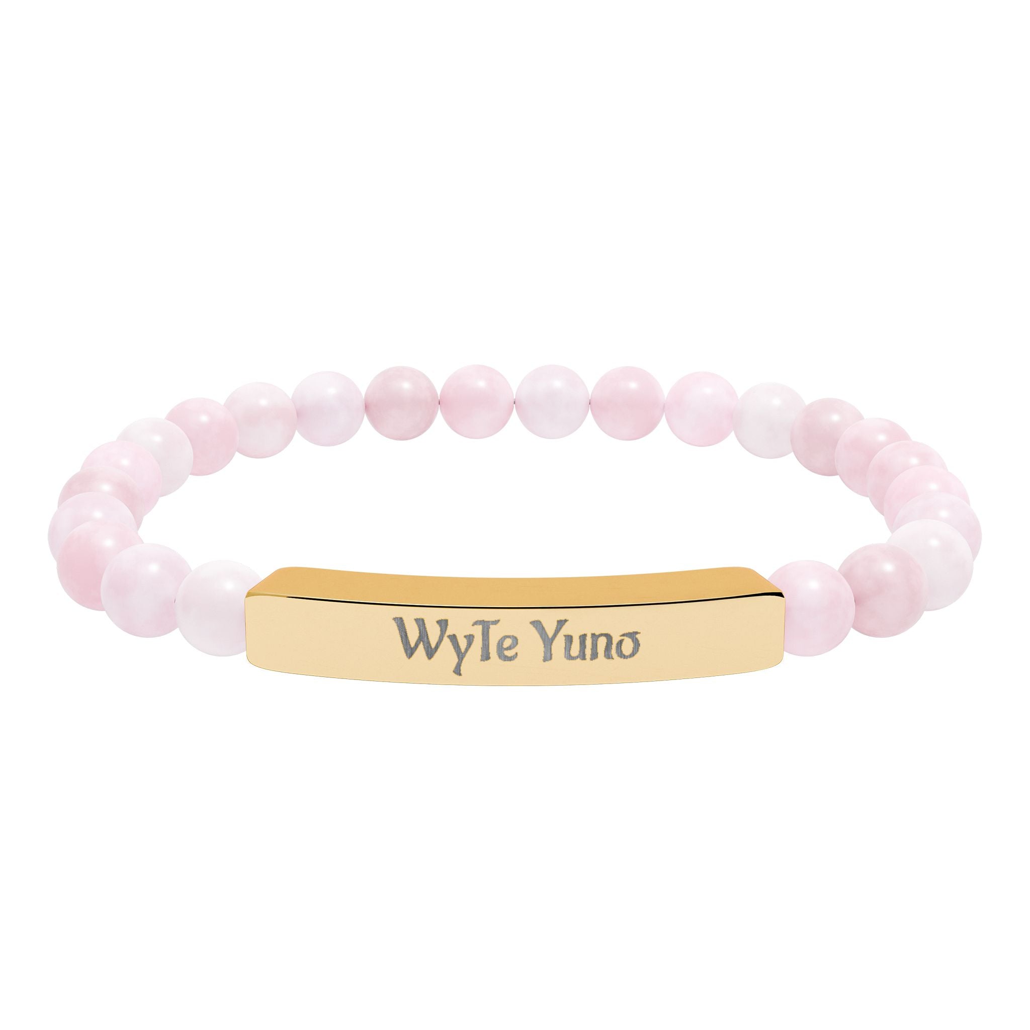 Engravable Natural Stone Bead Bar Bracelet – Personalized Stretch Bracelet