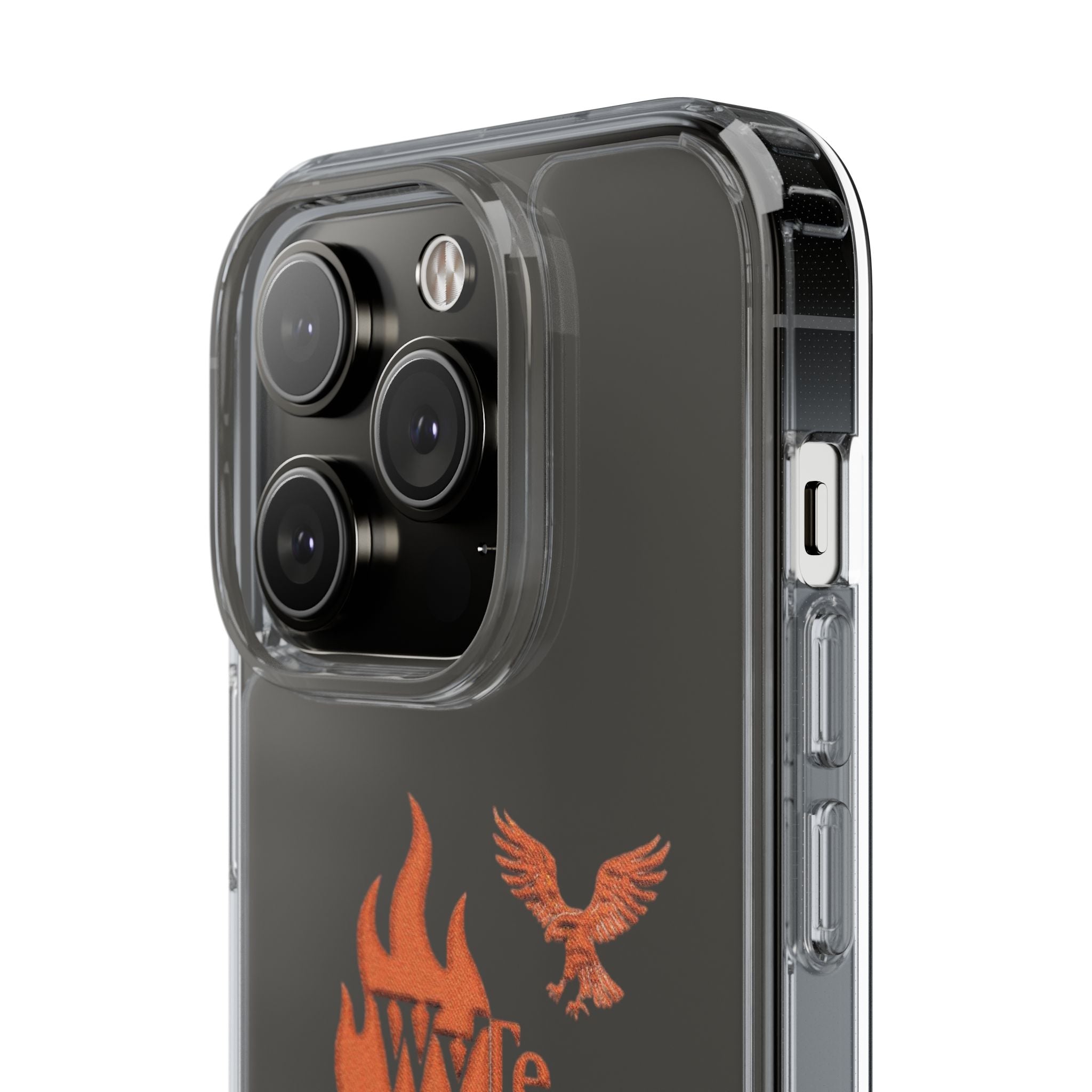 Clear Phone Case — Orange Flame & Eagle "Wyte" Clear Protective Cover