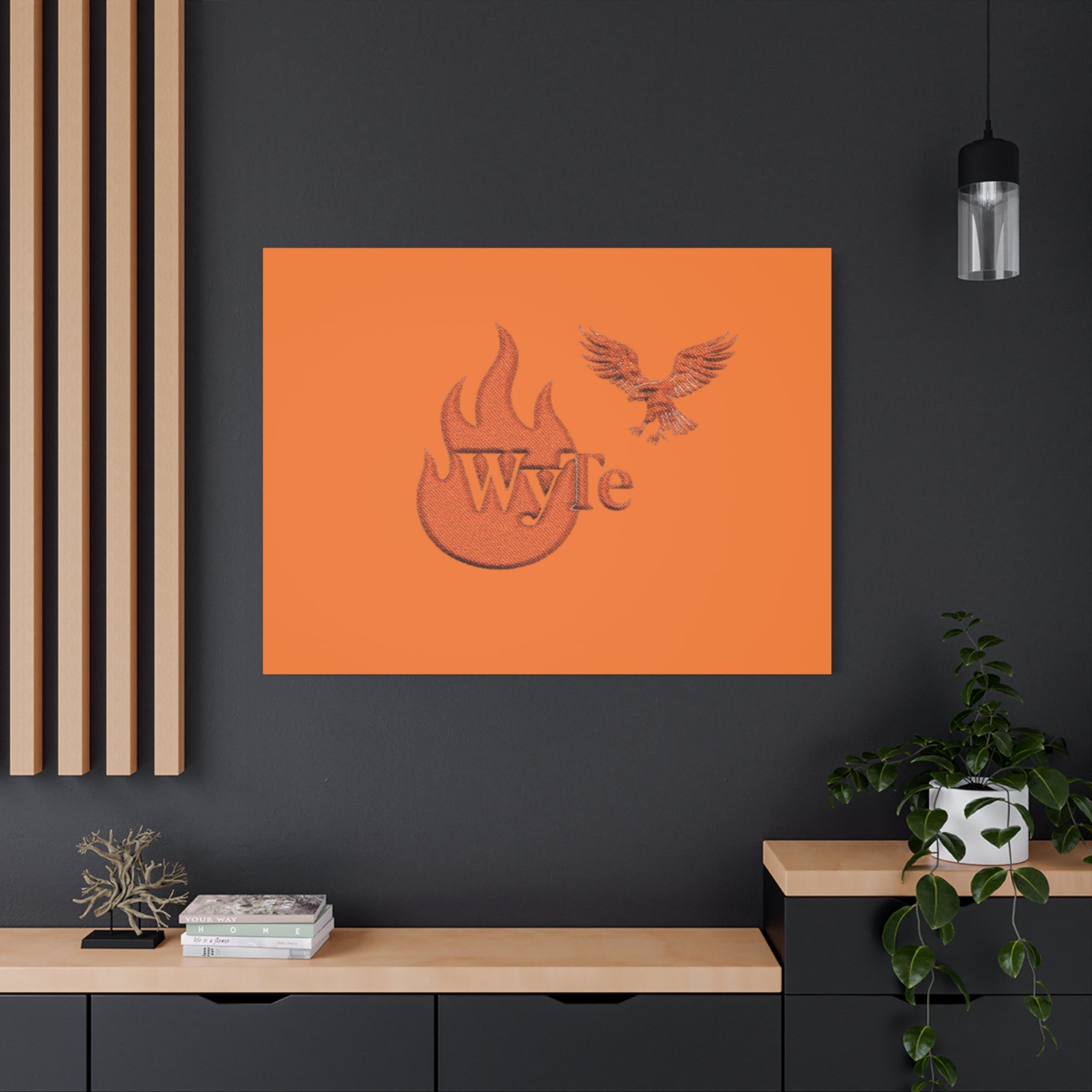 WyTe Flame & Eagle Logo Matte Canvas Print — Orange Stretched Wall Art