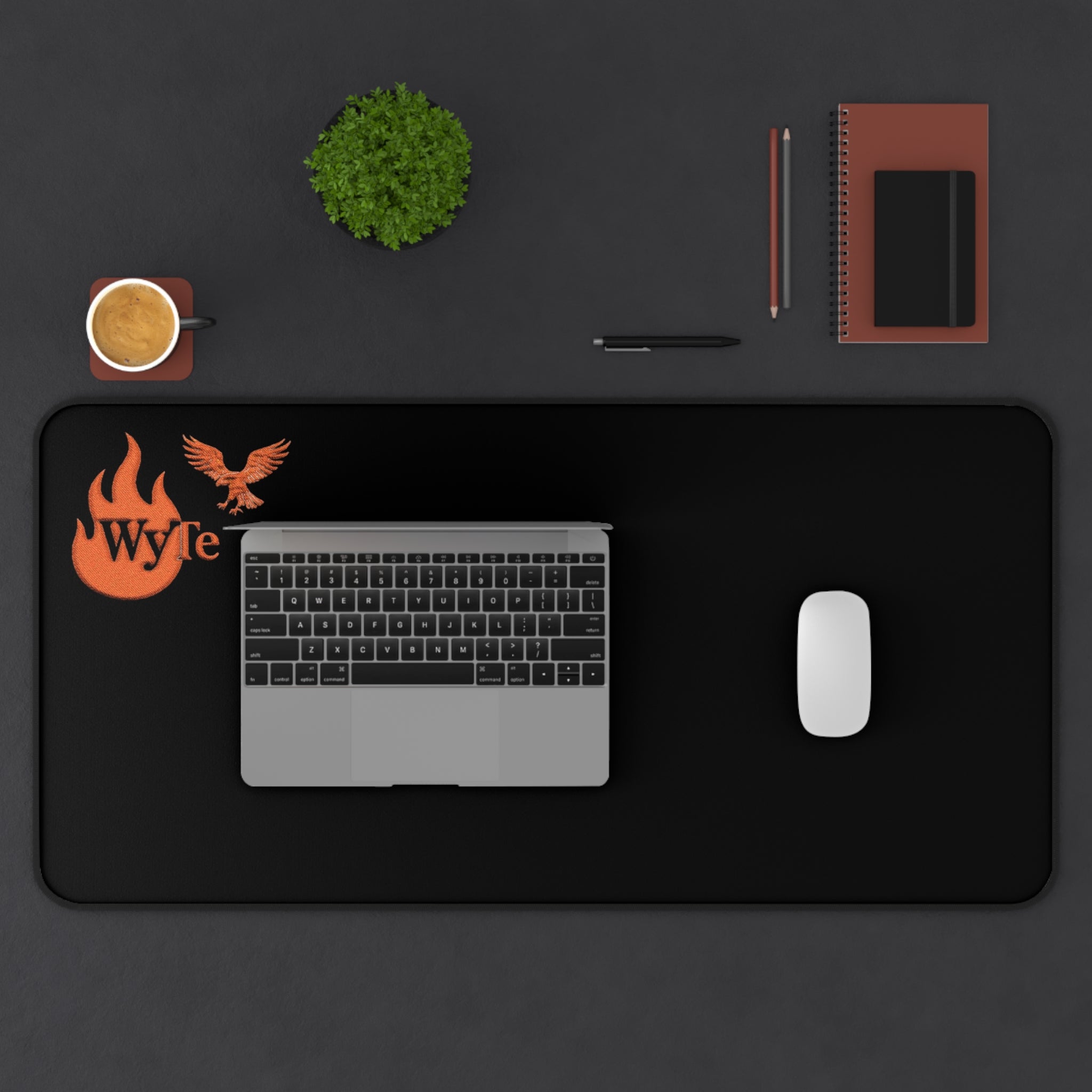WyTe Flame & Eagle Black Desk Mat — Large Gaming/Office Mousepad