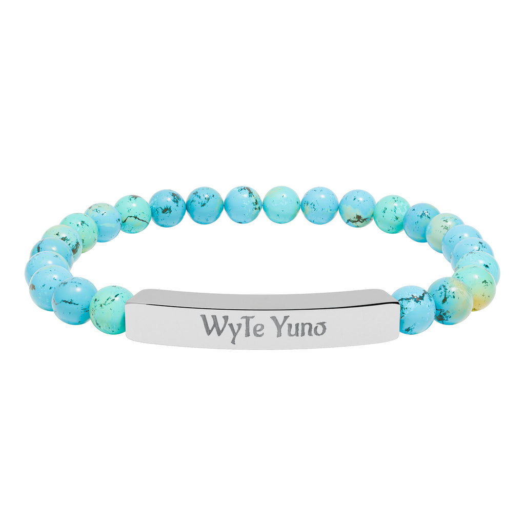 Engravable Natural Stone Bead Bar Bracelet – Personalized Stretch Bracelet