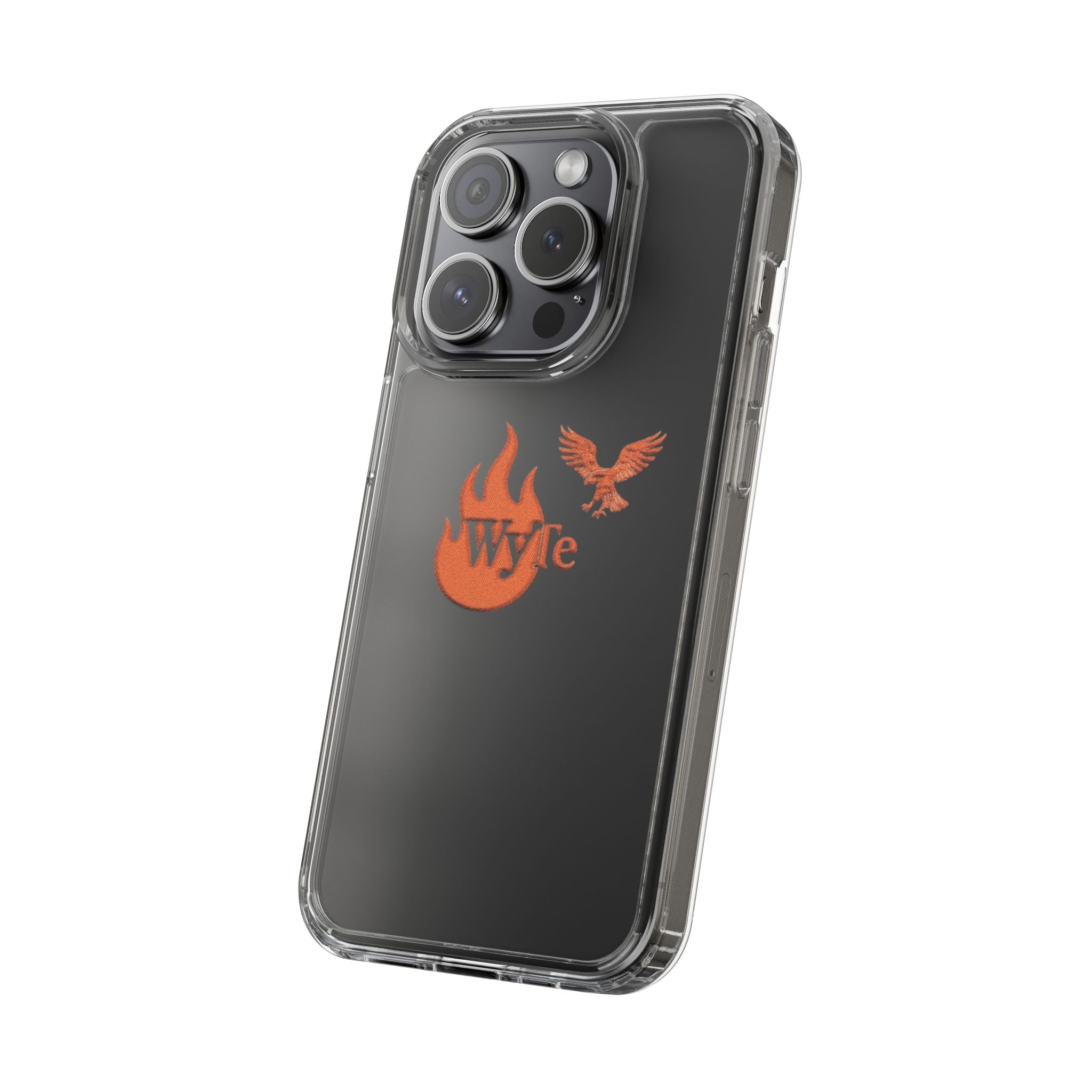 Clear Phone Case — Orange Flame & Eagle "Wyte" Clear Protective Cover