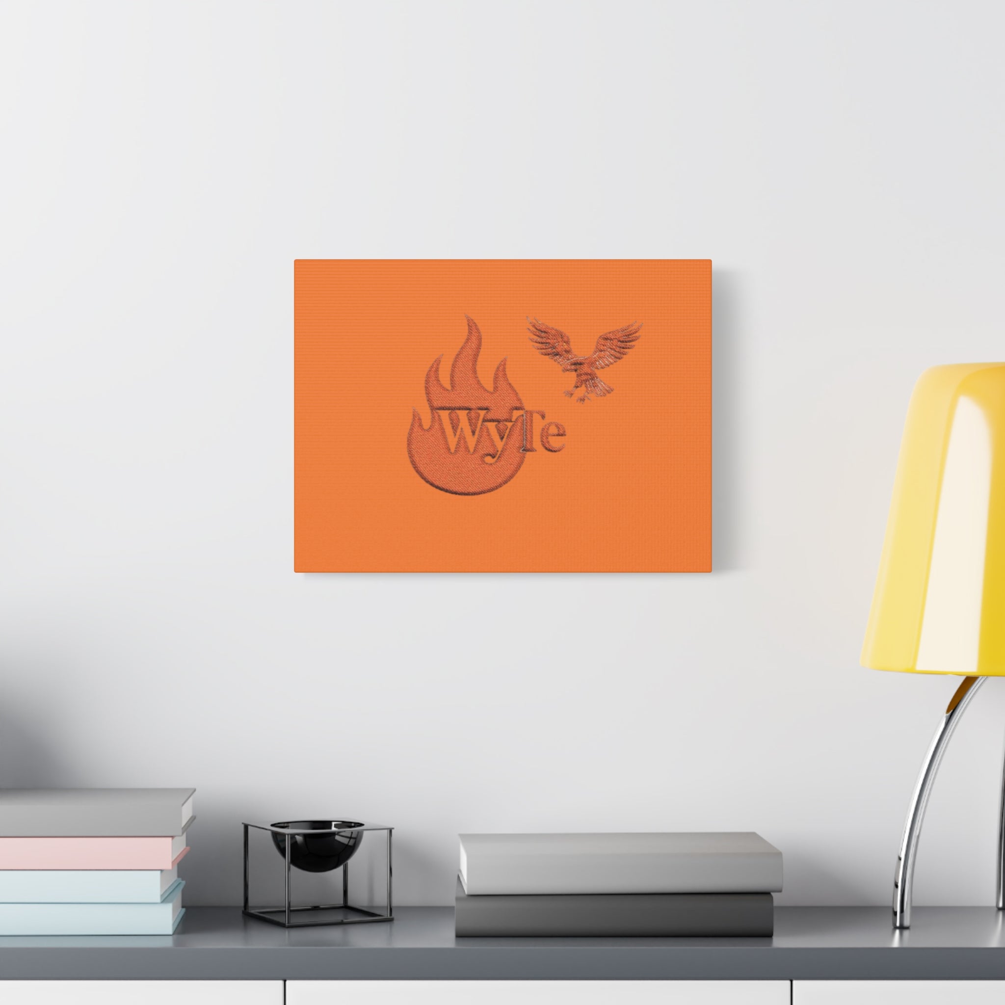 WyTe Flame & Eagle Logo Matte Canvas Print — Orange Stretched Wall Art