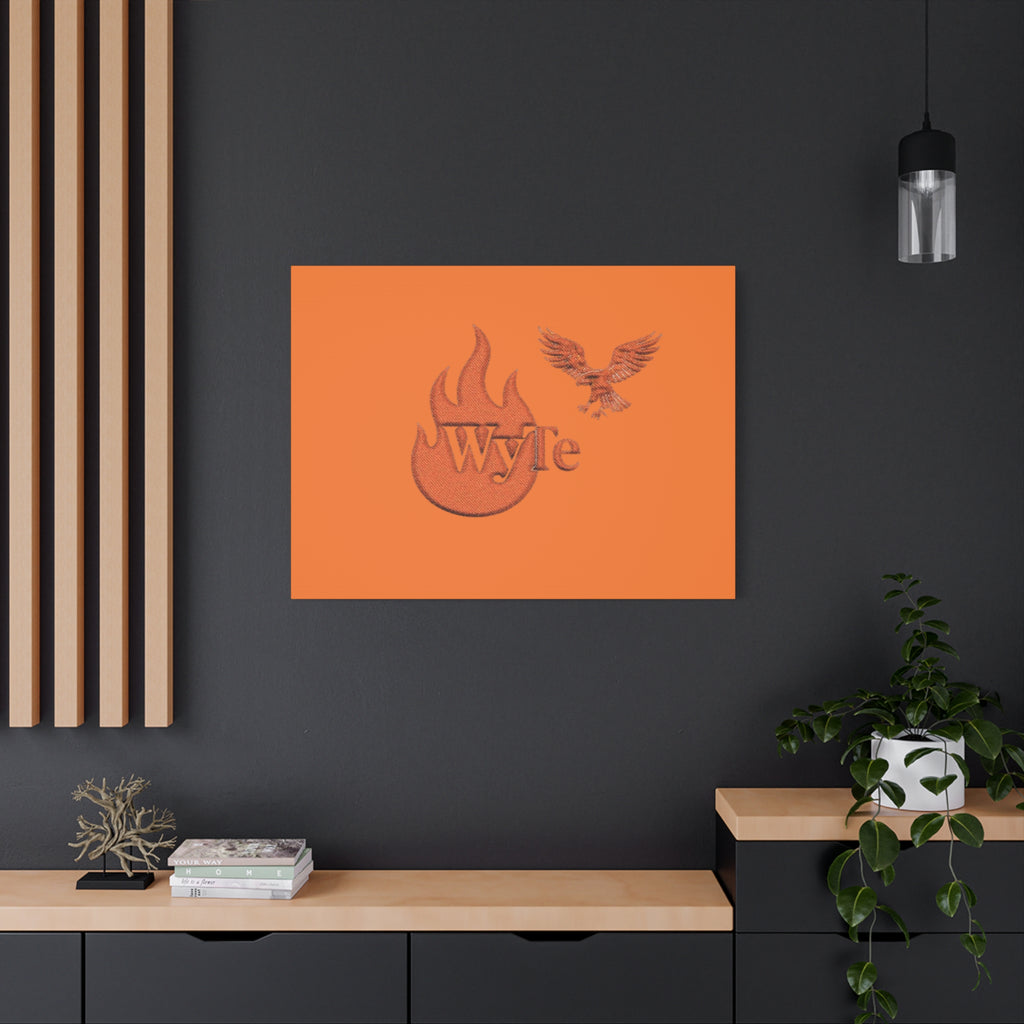 WyTe Flame & Eagle Logo Matte Canvas Print — Orange Stretched Wall Art