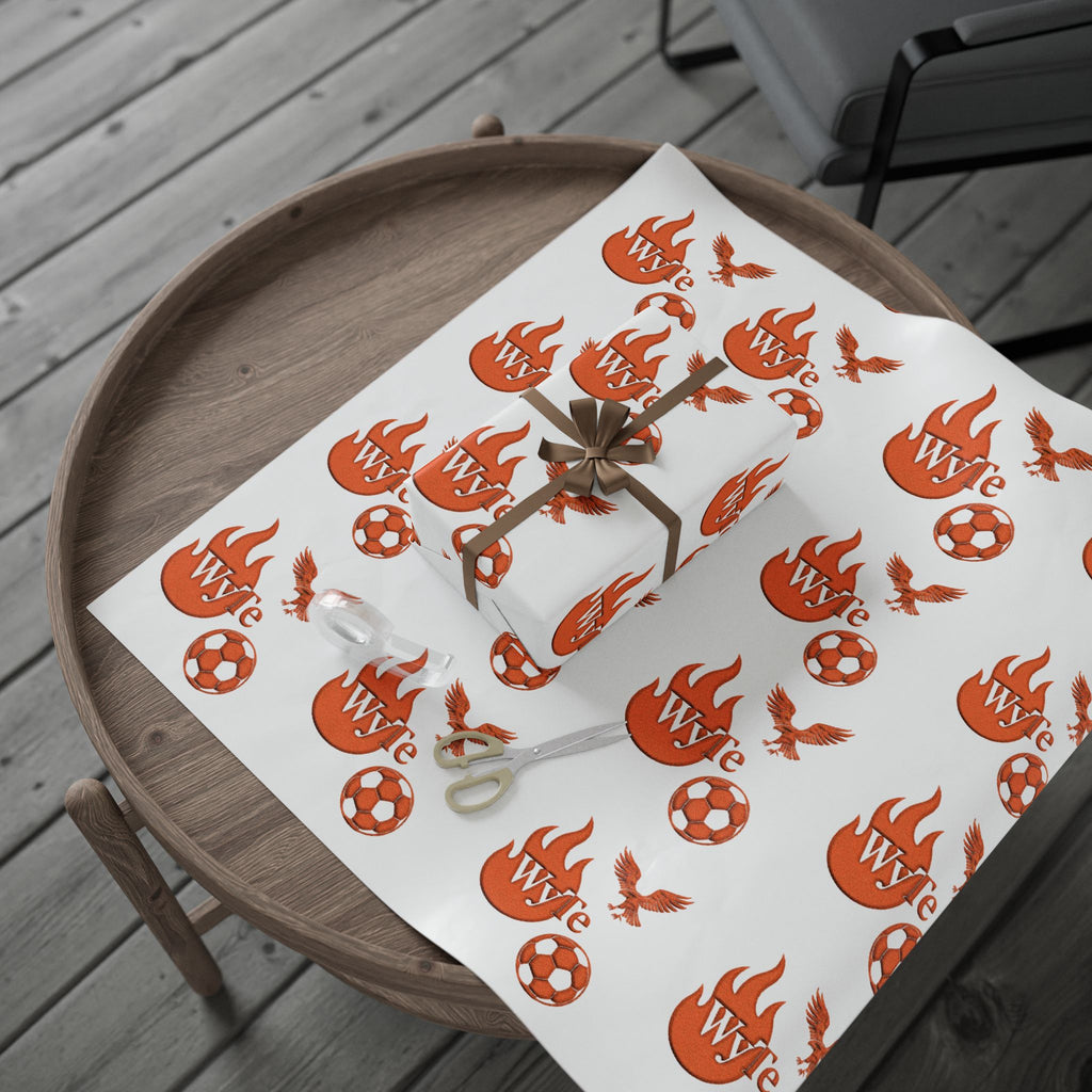 WyTe Flame & Eagle Soccer Logo Wrapping Paper — Custom Sports Gift Wrap