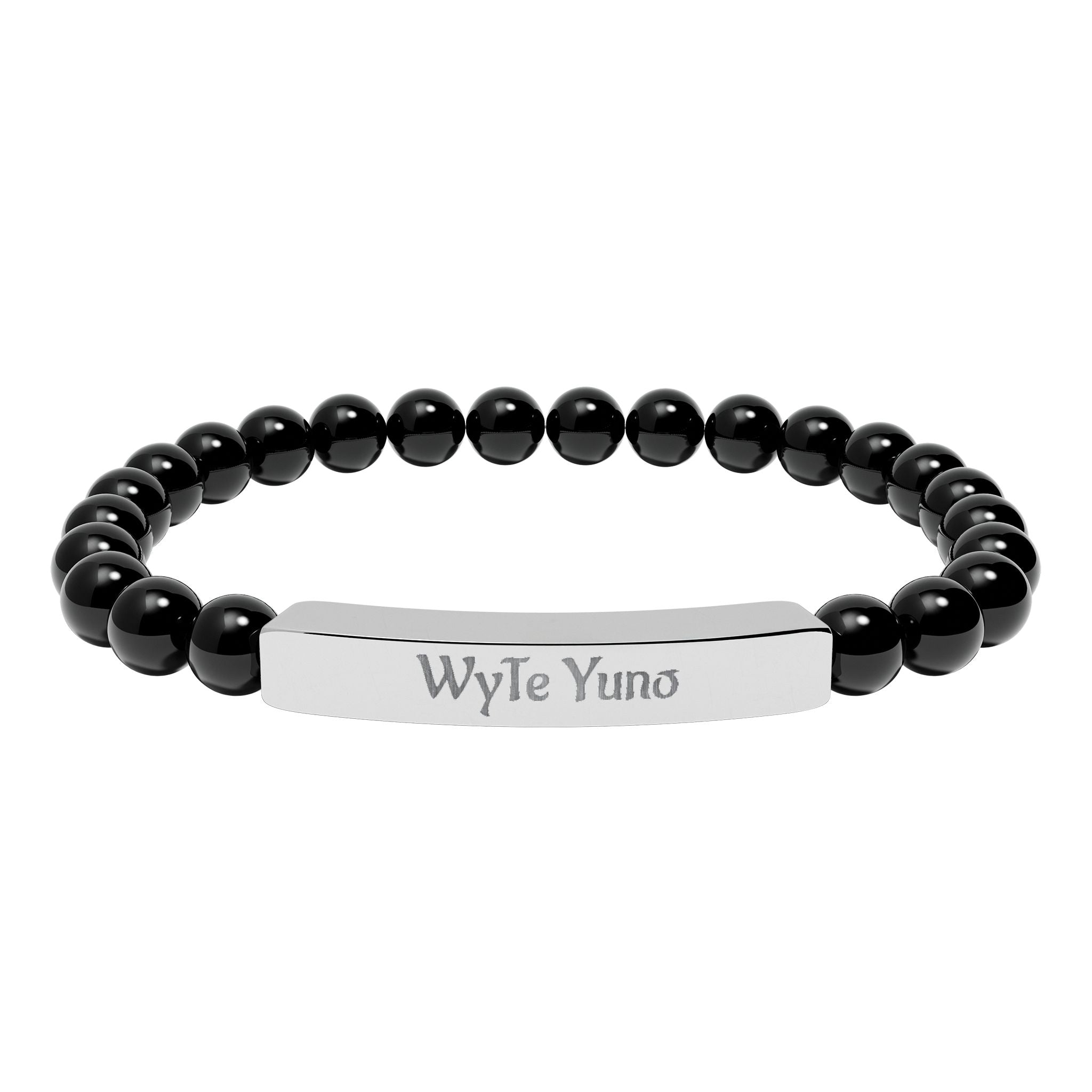 Engravable Natural Stone Bead Bar Bracelet – Personalized Stretch Bracelet