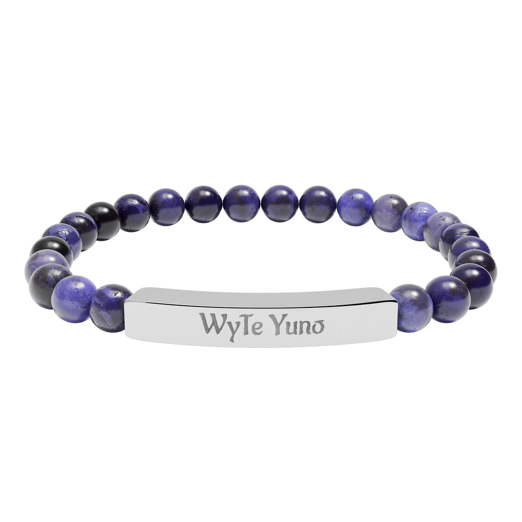 Engravable Natural Stone Bead Bar Bracelet – Personalized Stretch Bracelet