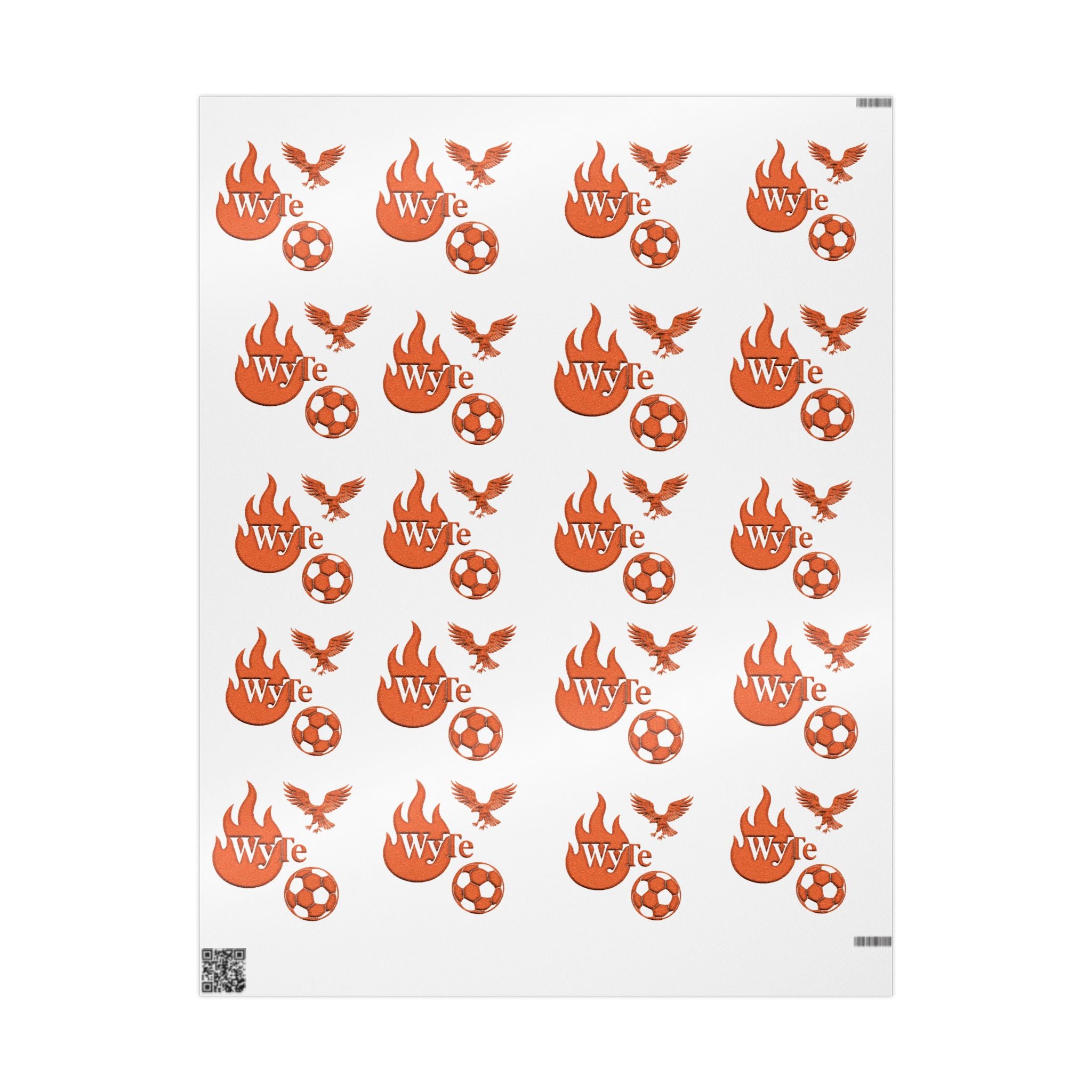 WyTe Flame & Eagle Soccer Logo Wrapping Paper — Custom Sports Gift Wrap