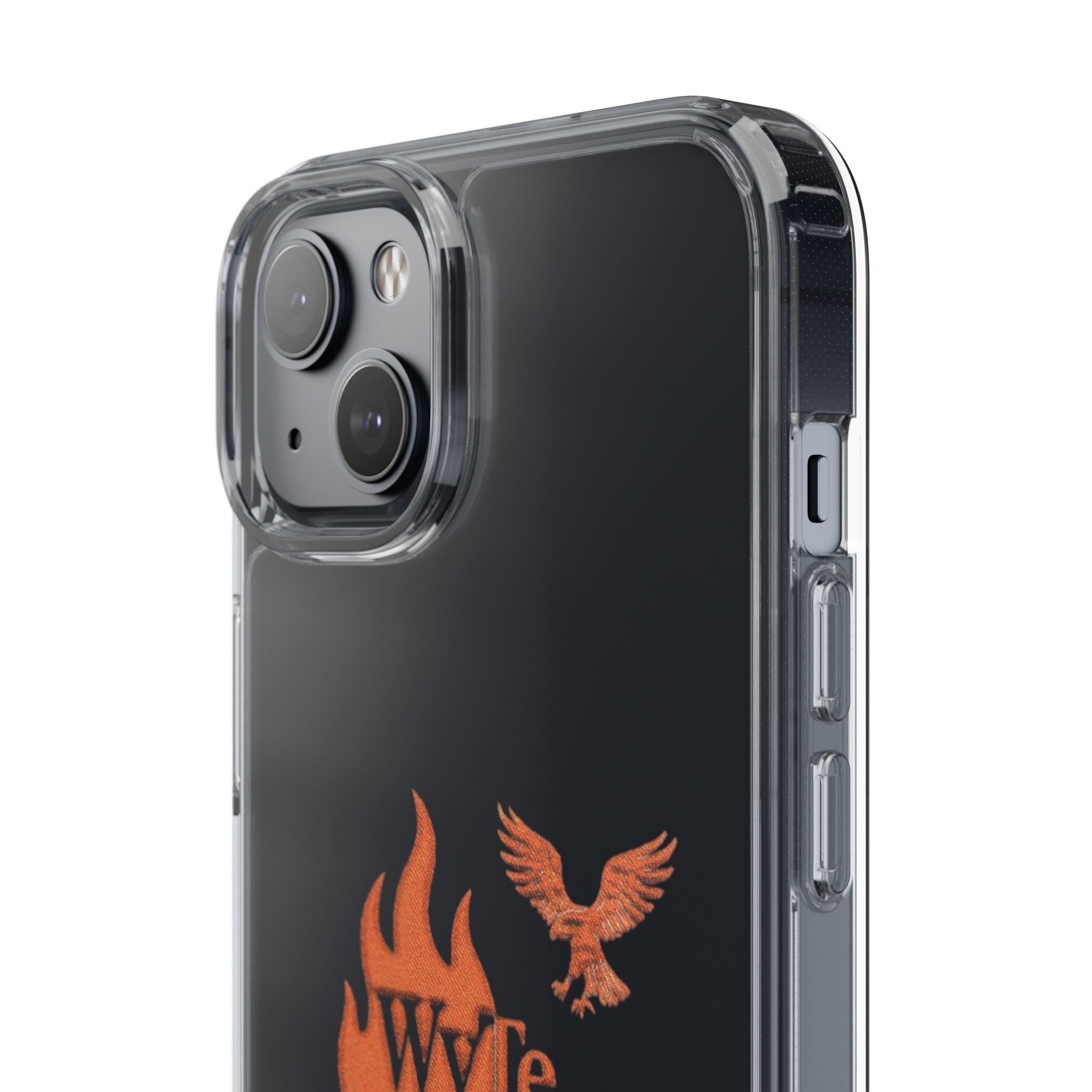 Clear Phone Case — Orange Flame & Eagle "Wyte" Clear Protective Cover