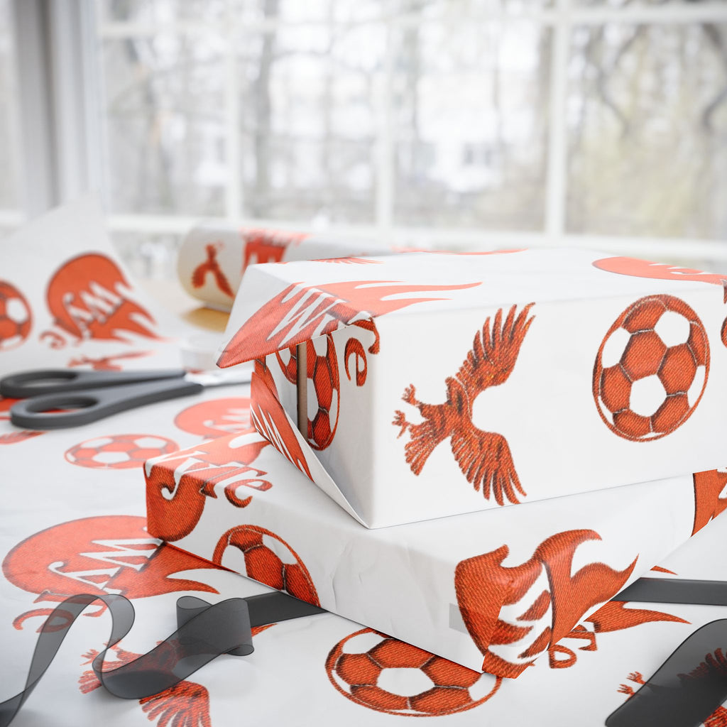 WyTe Flame & Eagle Soccer Logo Wrapping Paper — Custom Sports Gift Wrap