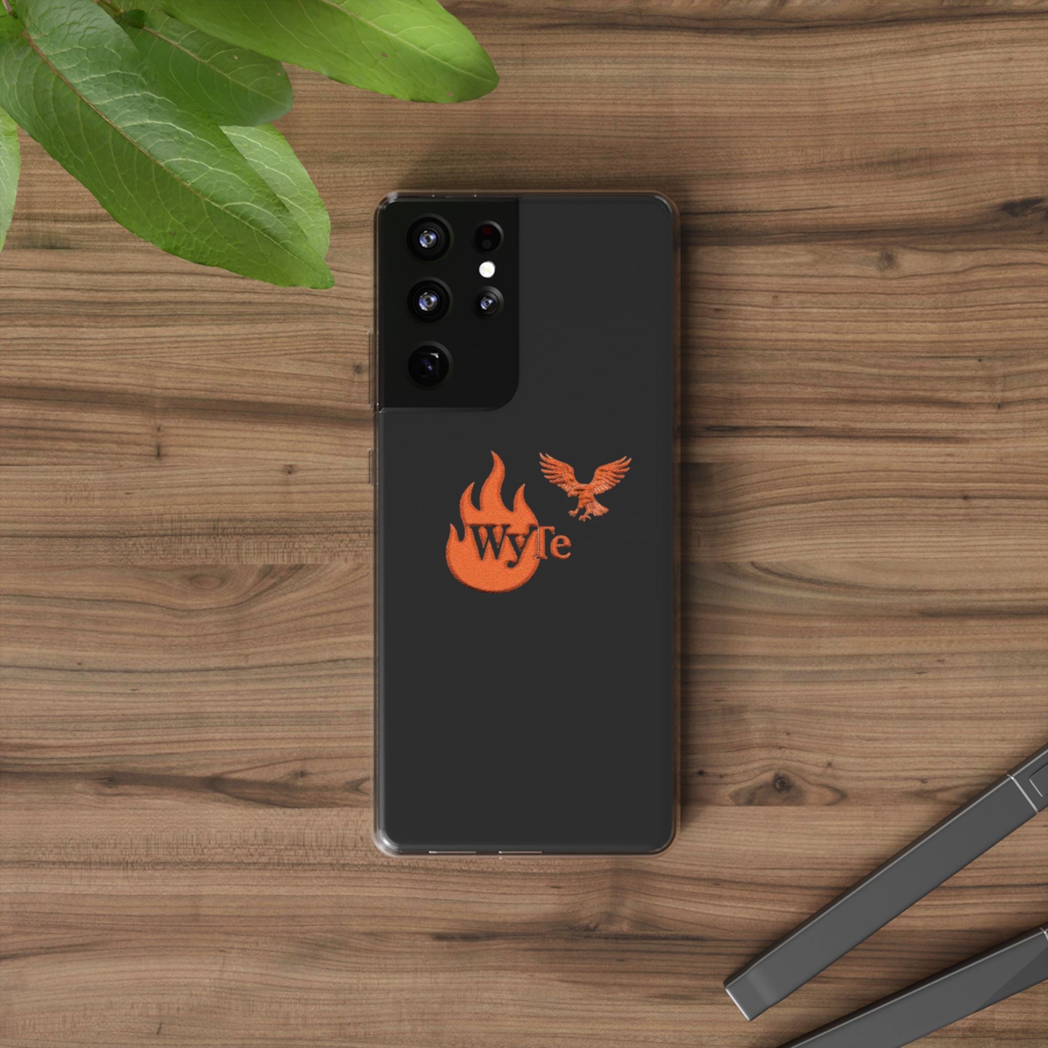 Clear Phone Case — Orange Flame & Eagle "Wyte" Clear Protective Cover