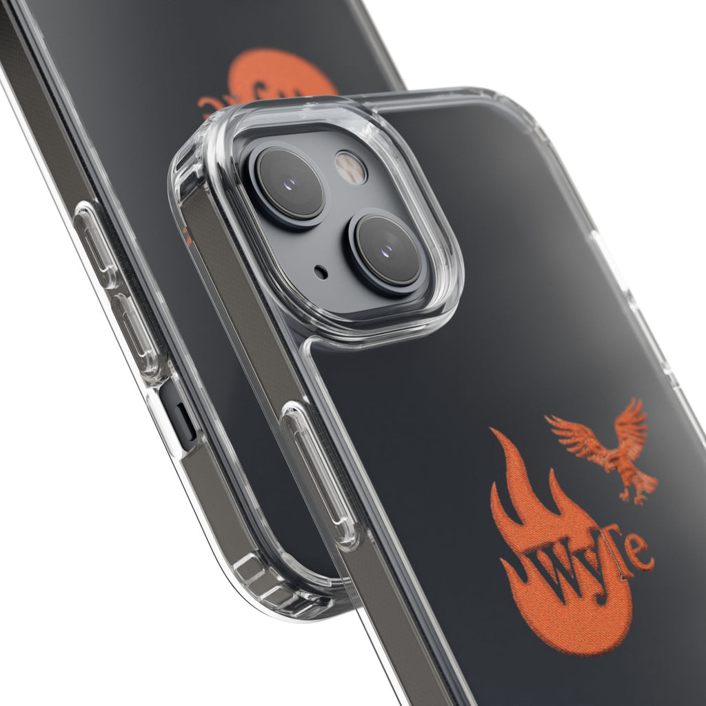 Clear Phone Case — Orange Flame & Eagle "Wyte" Clear Protective Cover