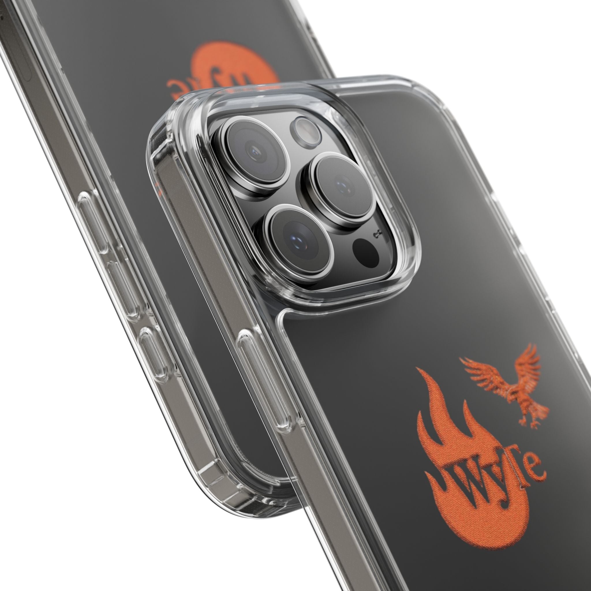 Clear Phone Case — Orange Flame & Eagle "Wyte" Clear Protective Cover