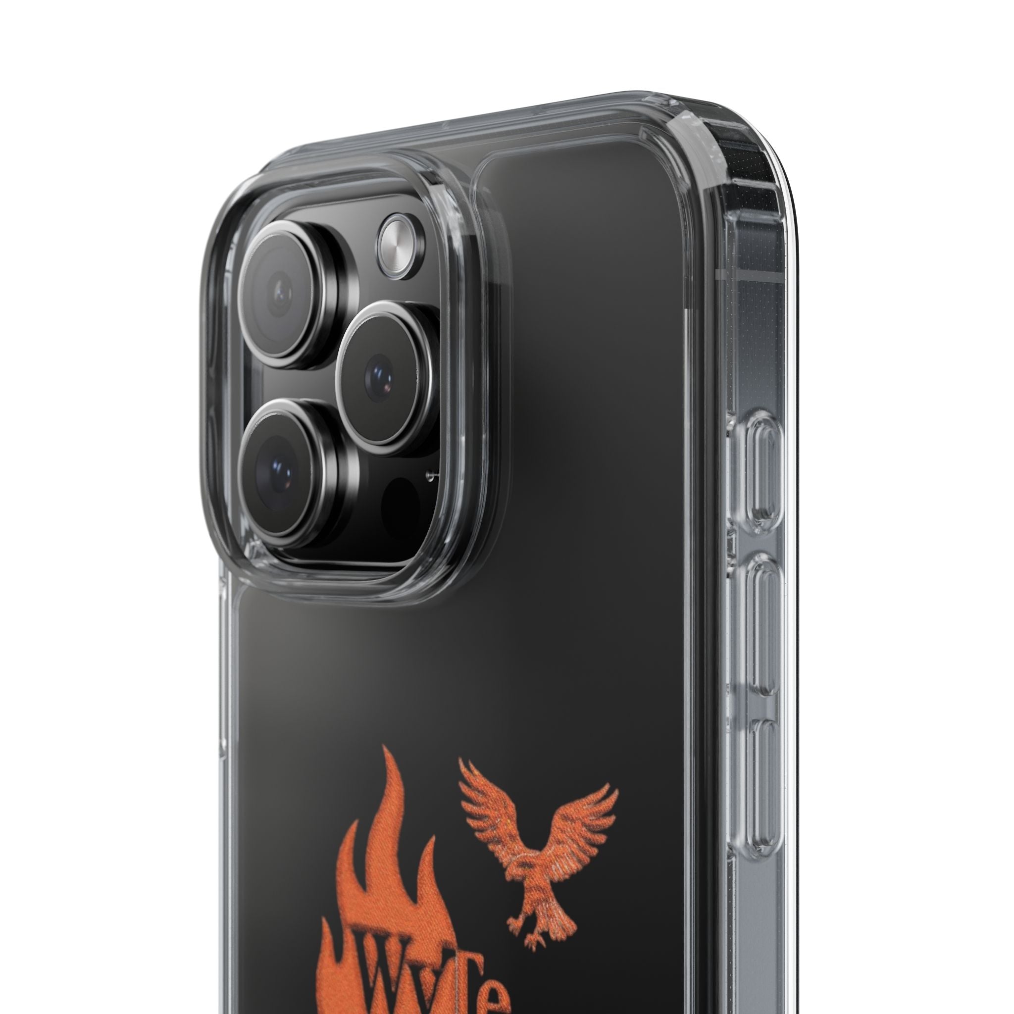 Clear Phone Case — Orange Flame & Eagle "Wyte" Clear Protective Cover