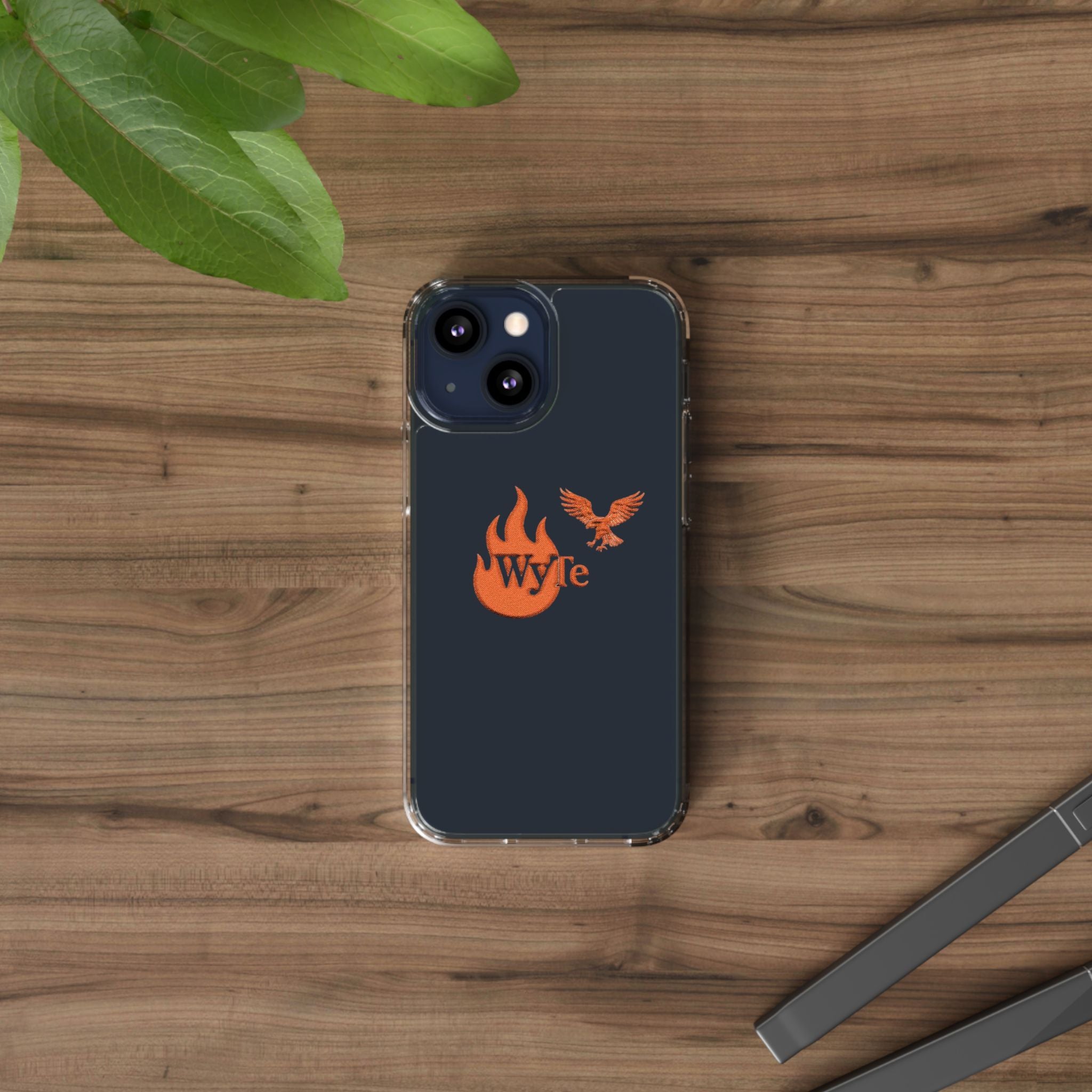 Clear Phone Case — Orange Flame & Eagle "Wyte" Clear Protective Cover