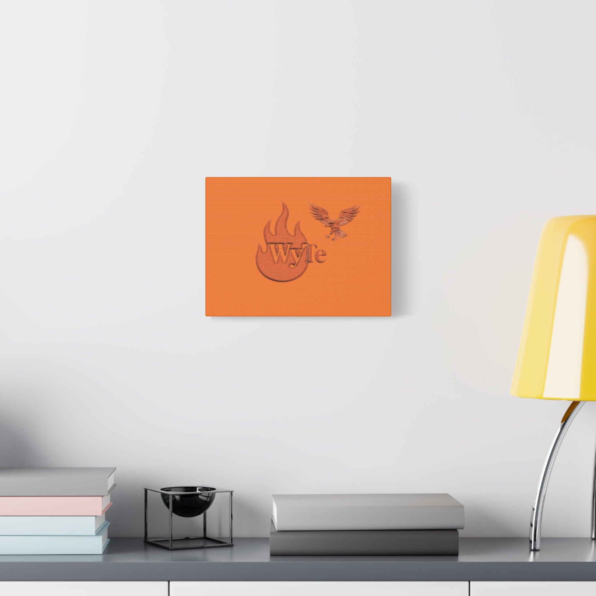 WyTe Flame & Eagle Logo Matte Canvas Print — Orange Stretched Wall Art