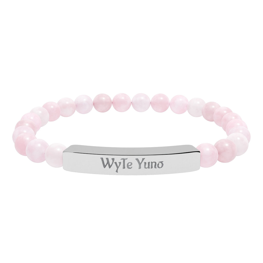 Engravable Natural Stone Bead Bar Bracelet – Personalized Stretch Bracelet
