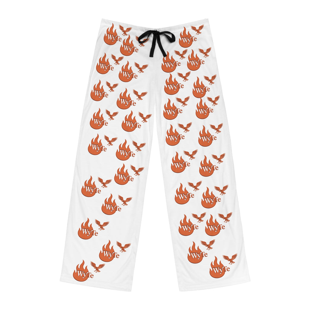 Men's Pajama Pants – White All-Over WyTe Flame  & Eagle Pattern Lounge Pants