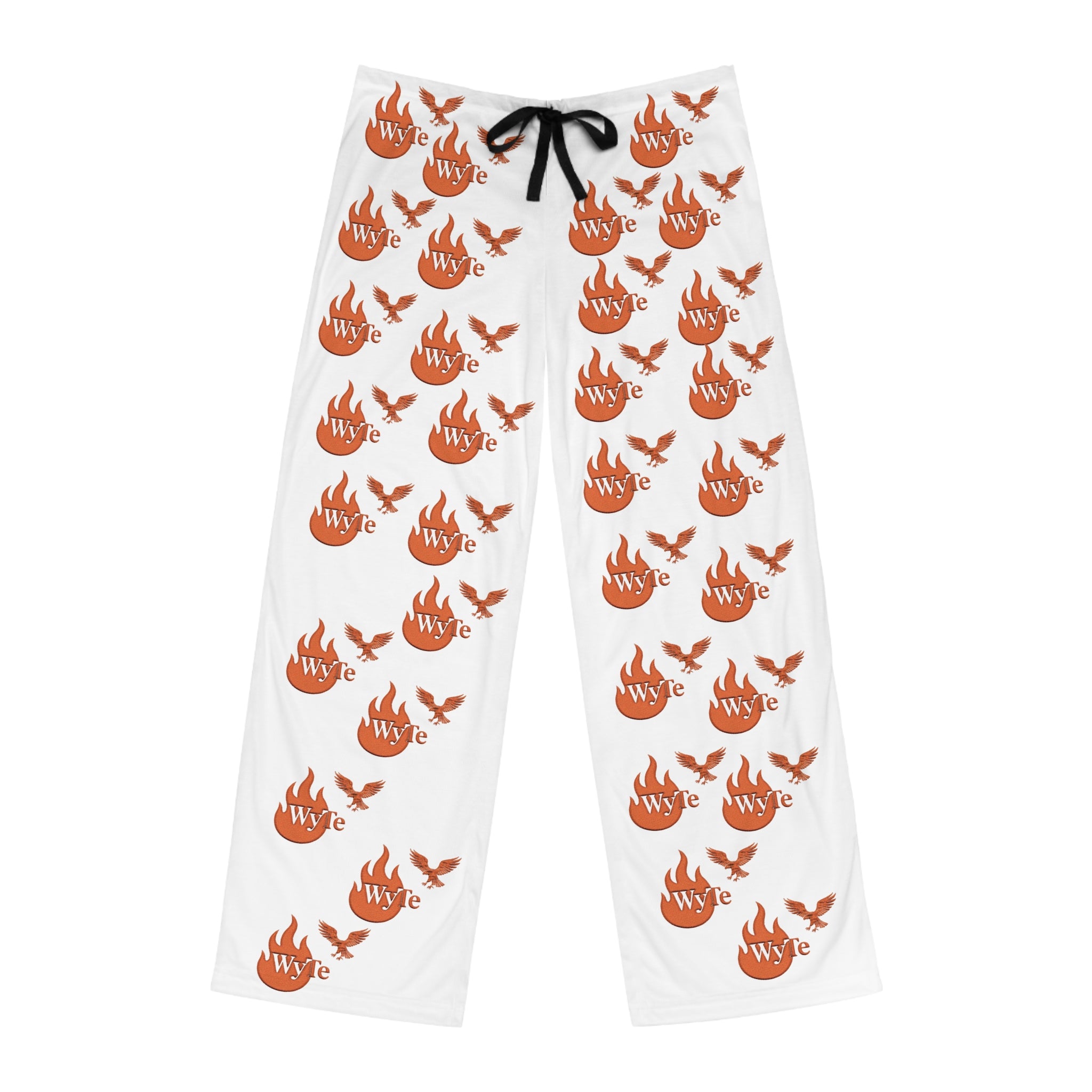 Men's Pajama Pants – White All-Over WyTe Flame  & Eagle Pattern Lounge Pants