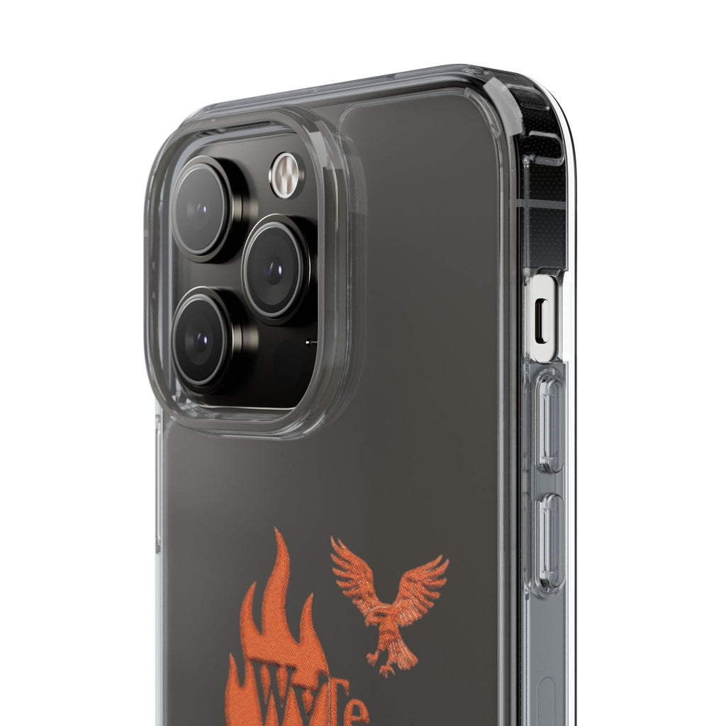 Clear Phone Case — Orange Flame & Eagle "Wyte" Clear Protective Cover