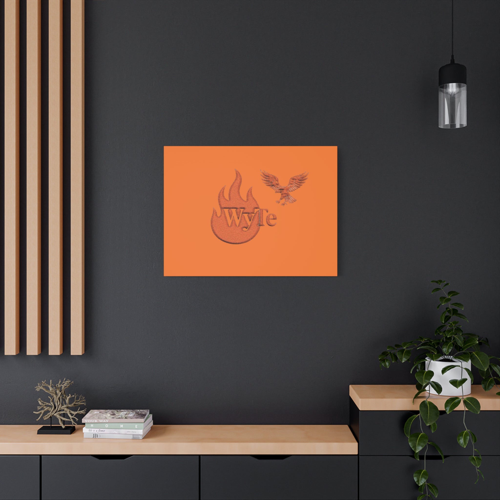 WyTe Flame & Eagle Logo Matte Canvas Print — Orange Stretched Wall Art