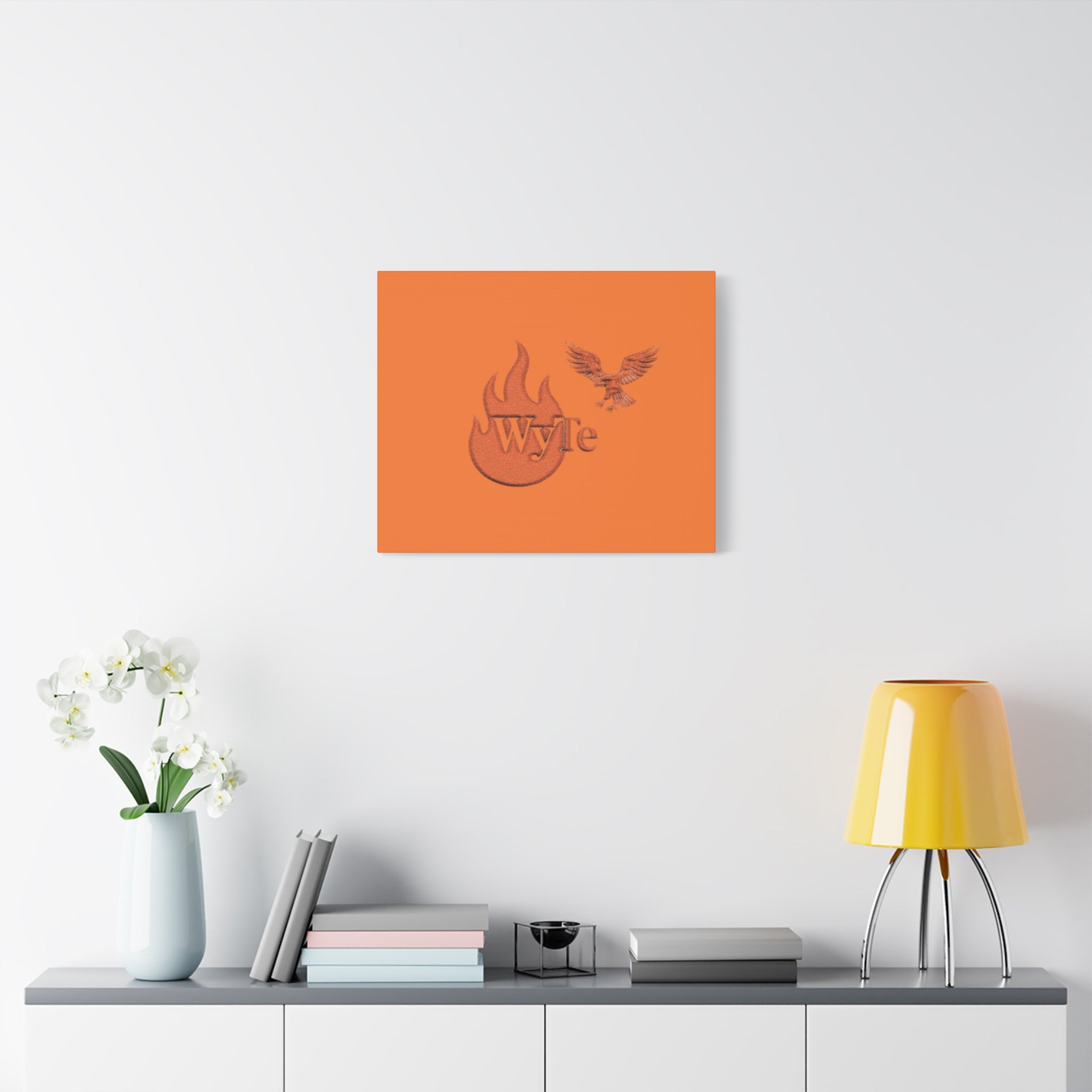 WyTe Flame & Eagle Logo Matte Canvas Print — Orange Stretched Wall Art