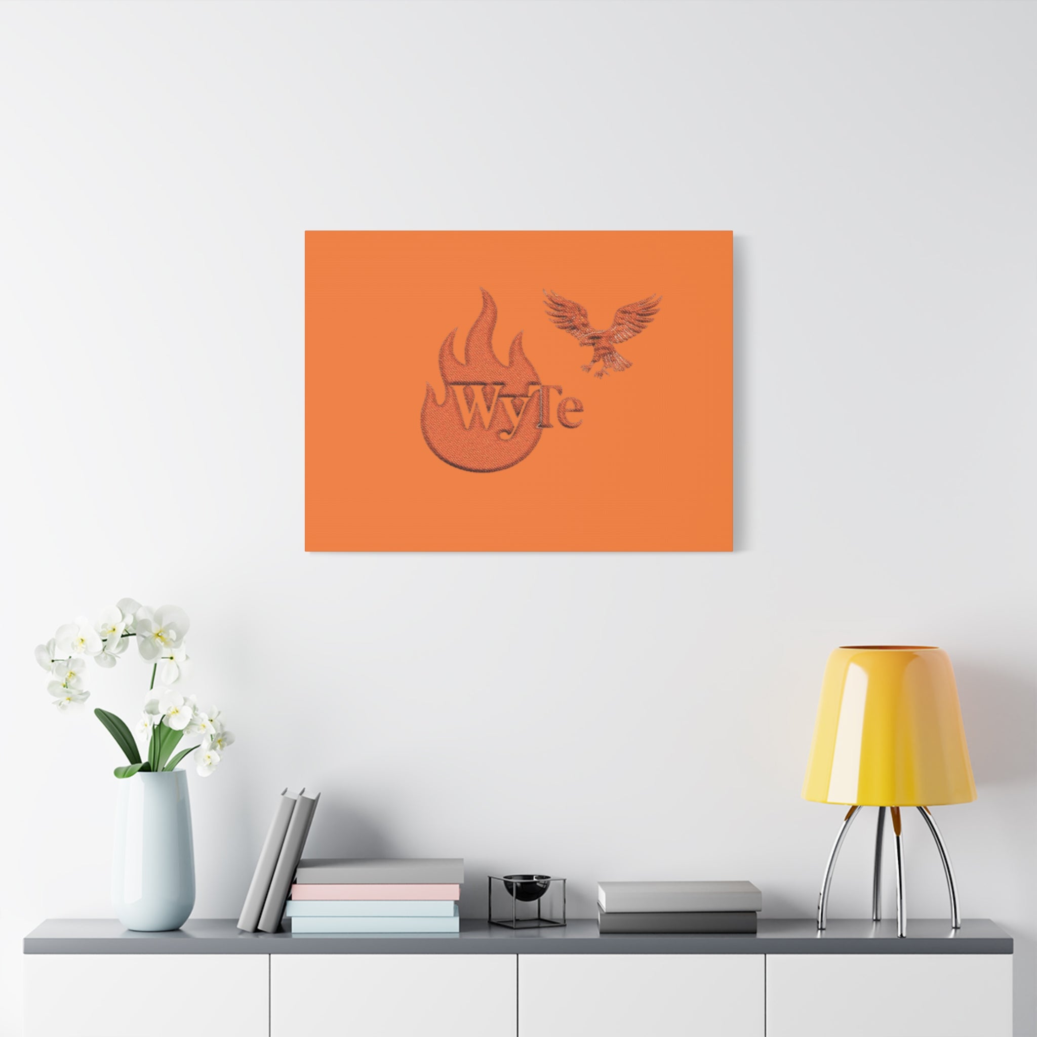 WyTe Flame & Eagle Logo Matte Canvas Print — Orange Stretched Wall Art