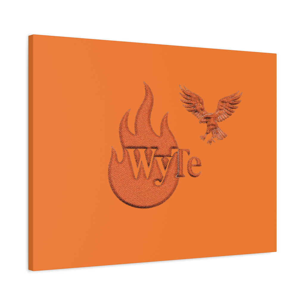 WyTe Flame & Eagle Logo Matte Canvas Print — Orange Stretched Wall Art