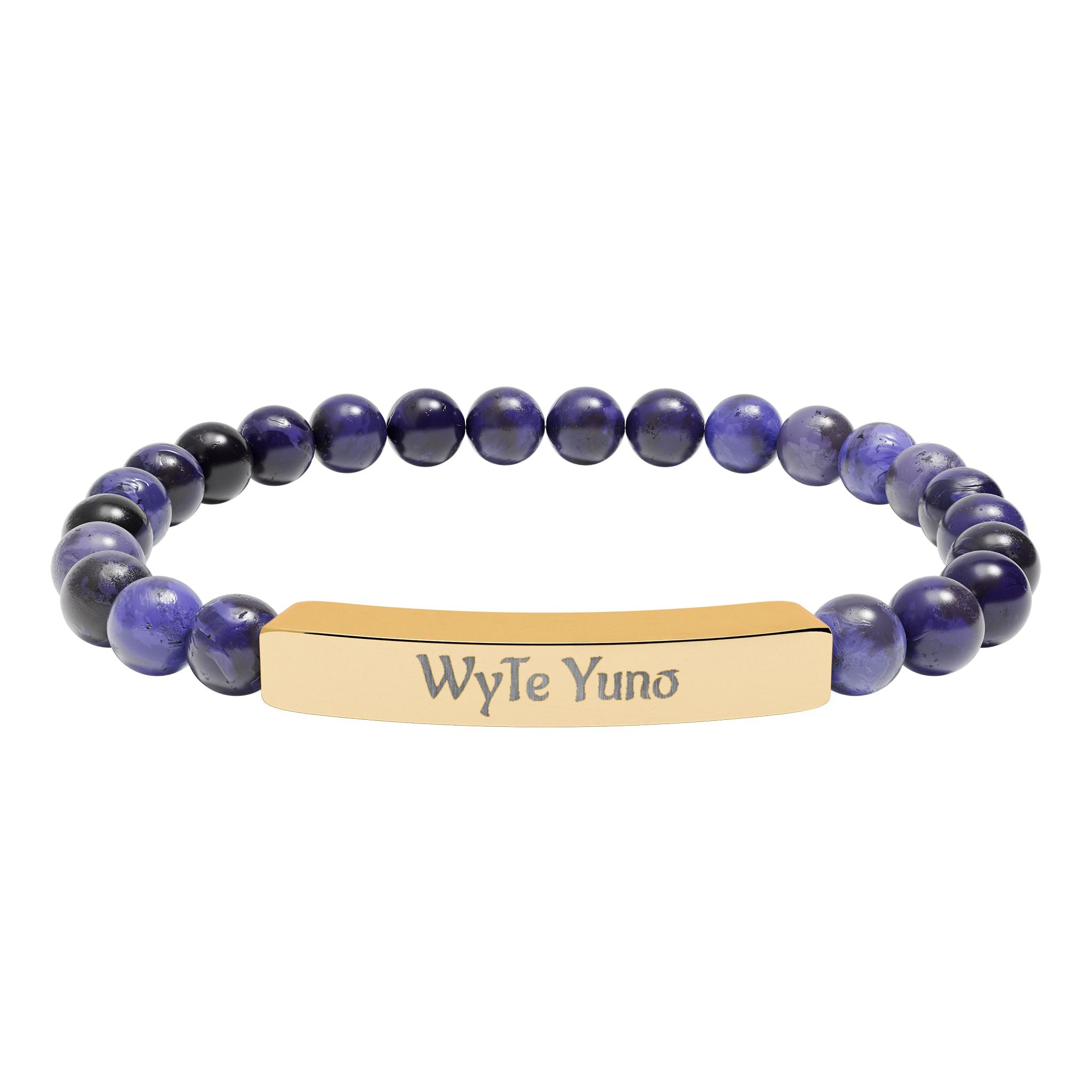 Engravable Natural Stone Bead Bar Bracelet – Personalized Stretch Bracelet