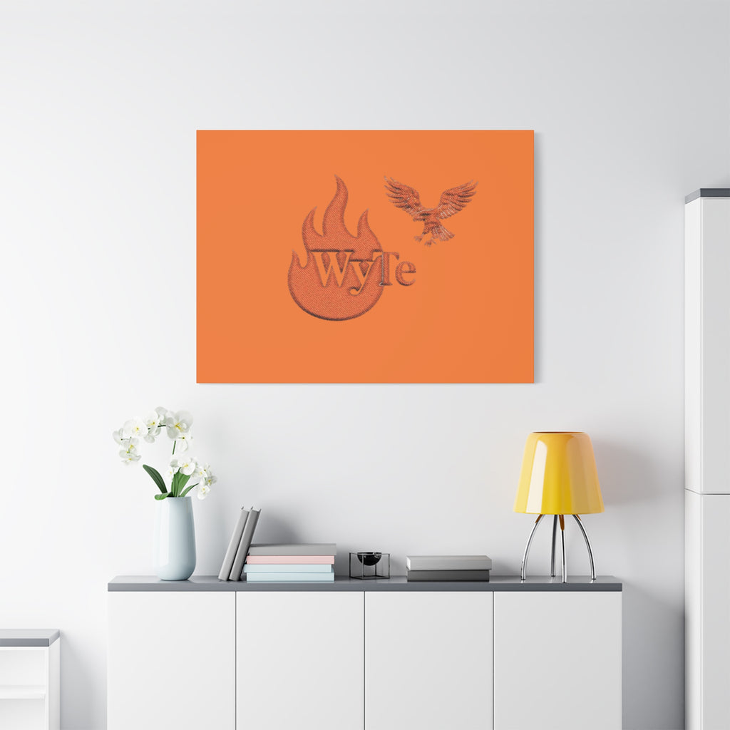 WyTe Flame & Eagle Logo Matte Canvas Print — Orange Stretched Wall Art