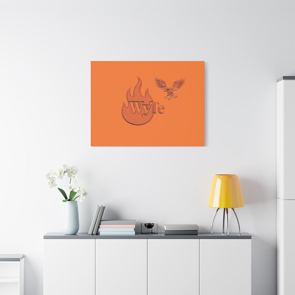WyTe Flame & Eagle Logo Matte Canvas Print — Orange Stretched Wall Art