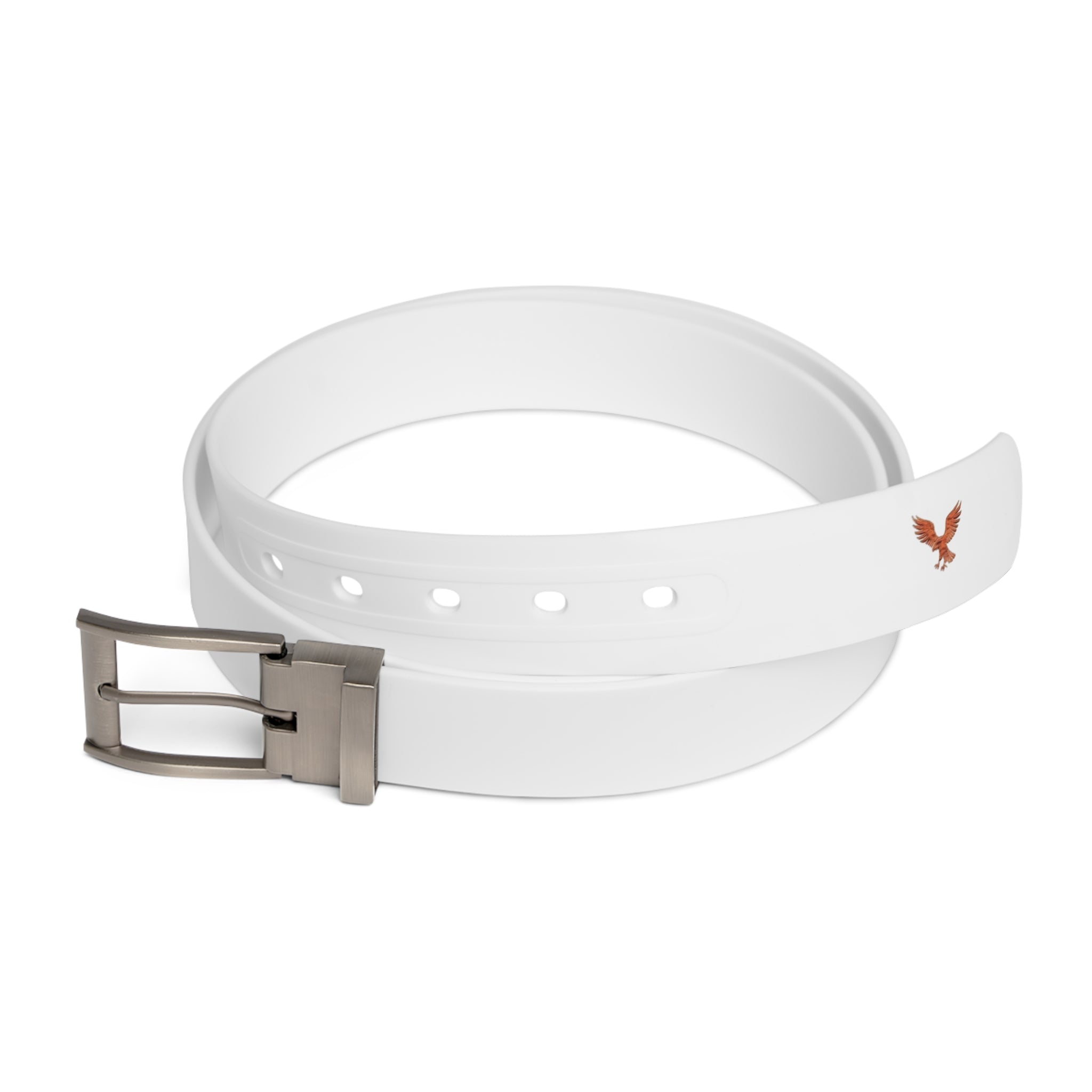 White Eagle Accent Belt — Minimalist Casual Belt with Small Eagle Logo
