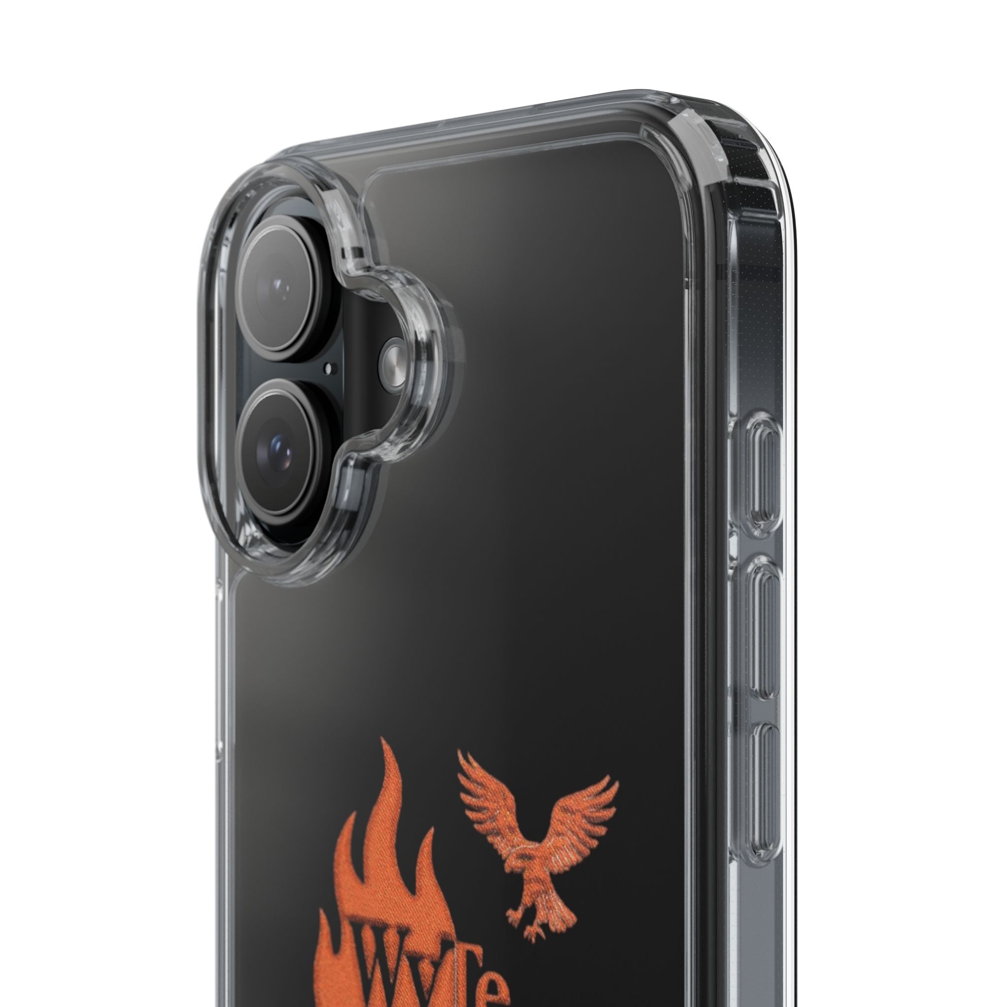 Clear Phone Case — Orange Flame & Eagle "Wyte" Clear Protective Cover