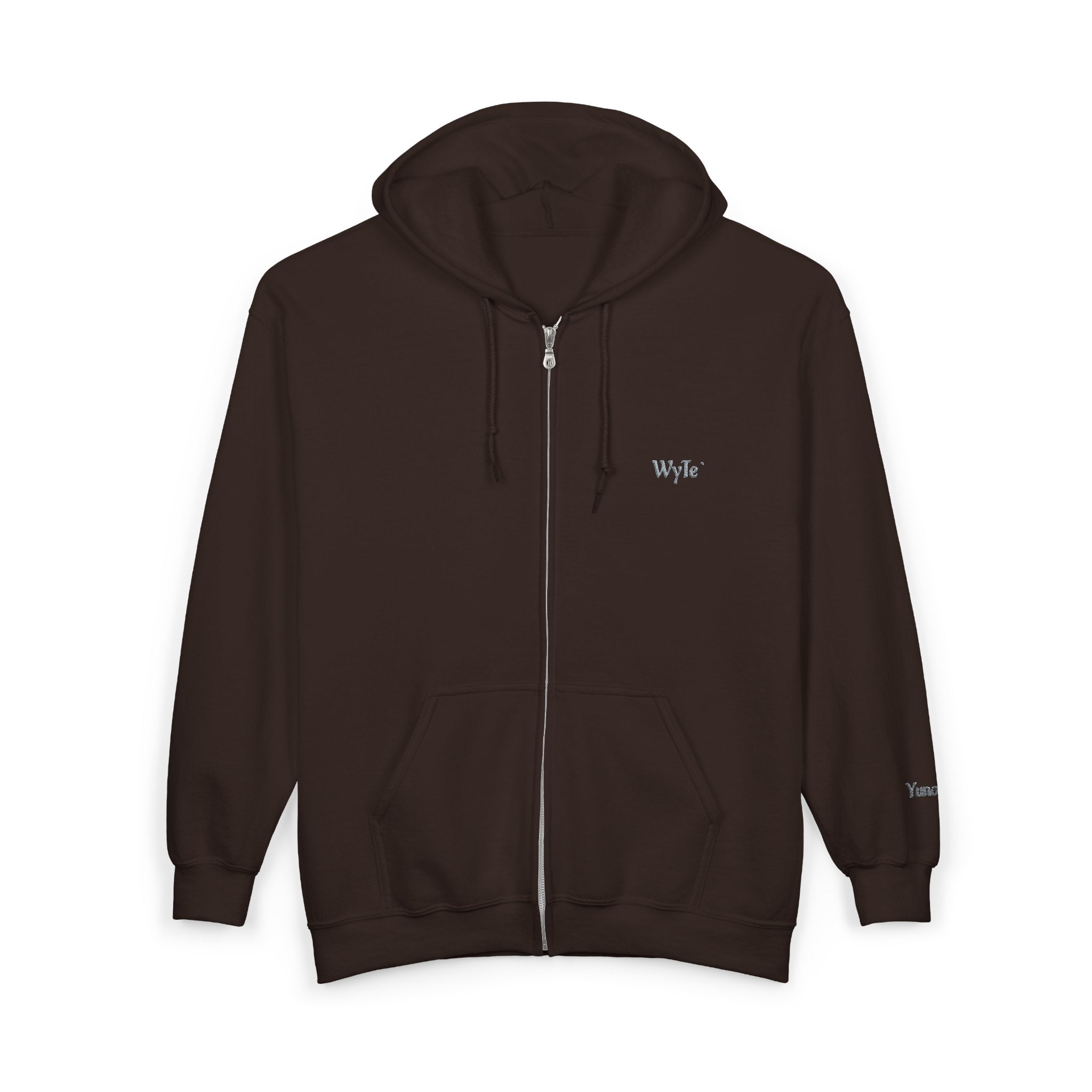 WyTe` Yuno` Classic Full-Zip Hoodie — Minimal Embroidered ' Chest Sweatshirt