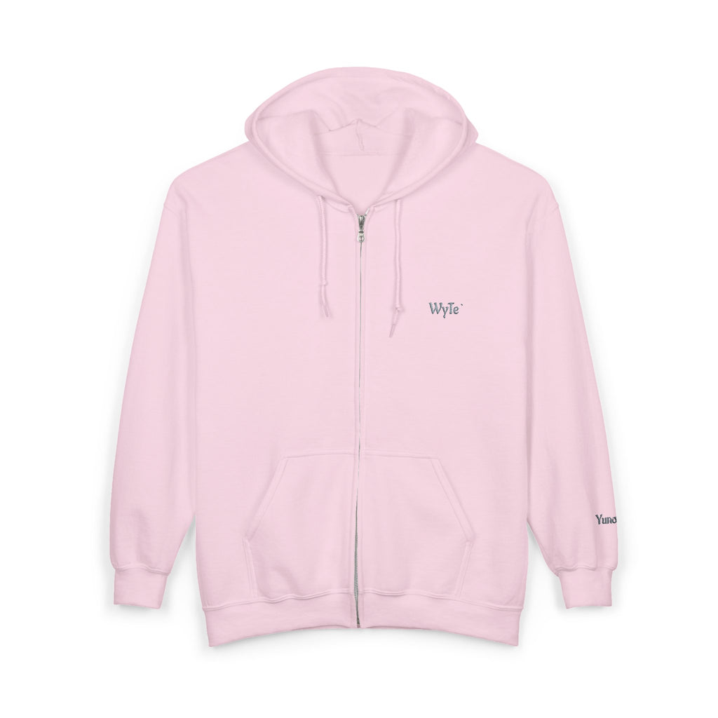 WyTe` Yuno` Classic Full-Zip Hoodie — Minimal Embroidered ' Chest Sweatshirt