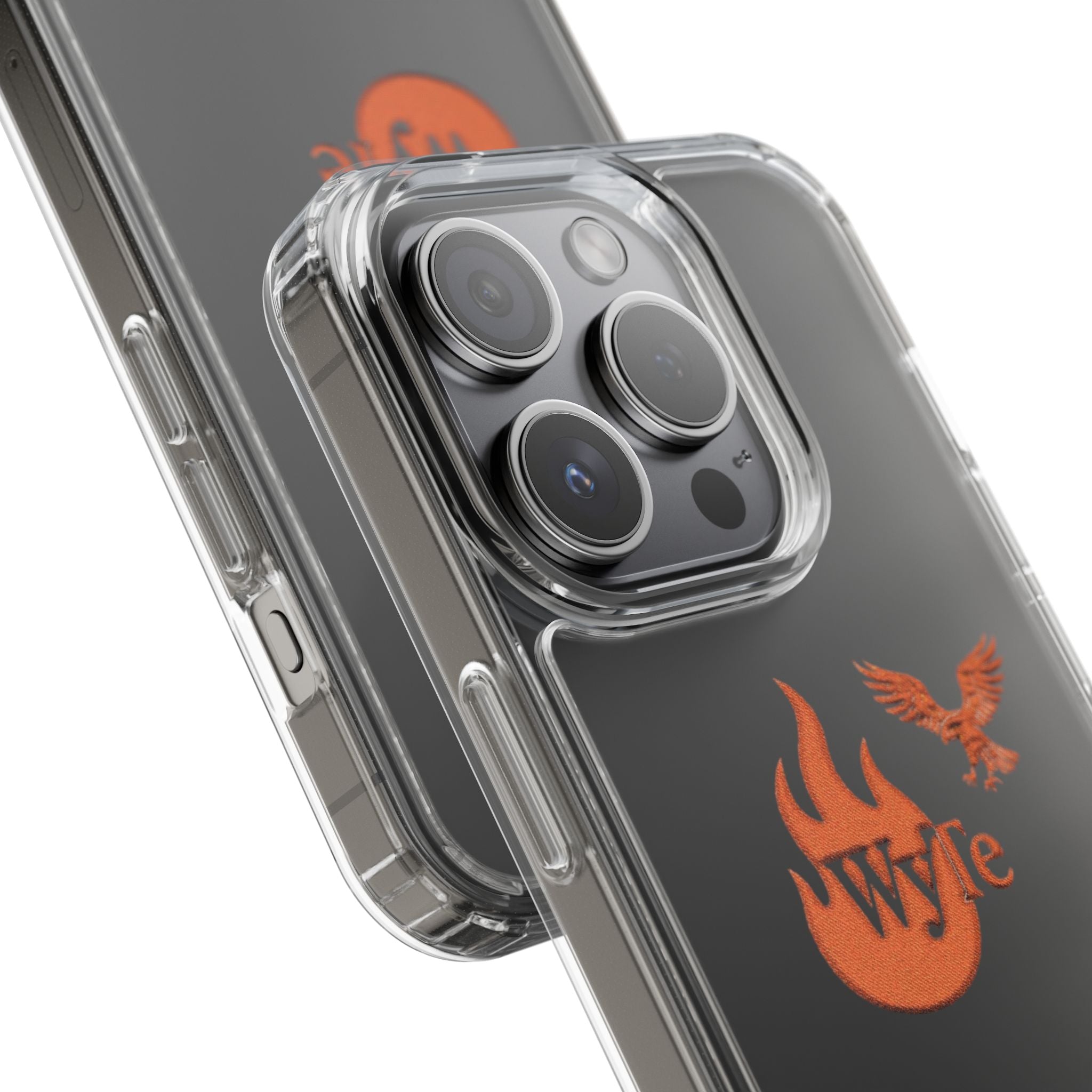 Clear Phone Case — Orange Flame & Eagle "Wyte" Clear Protective Cover