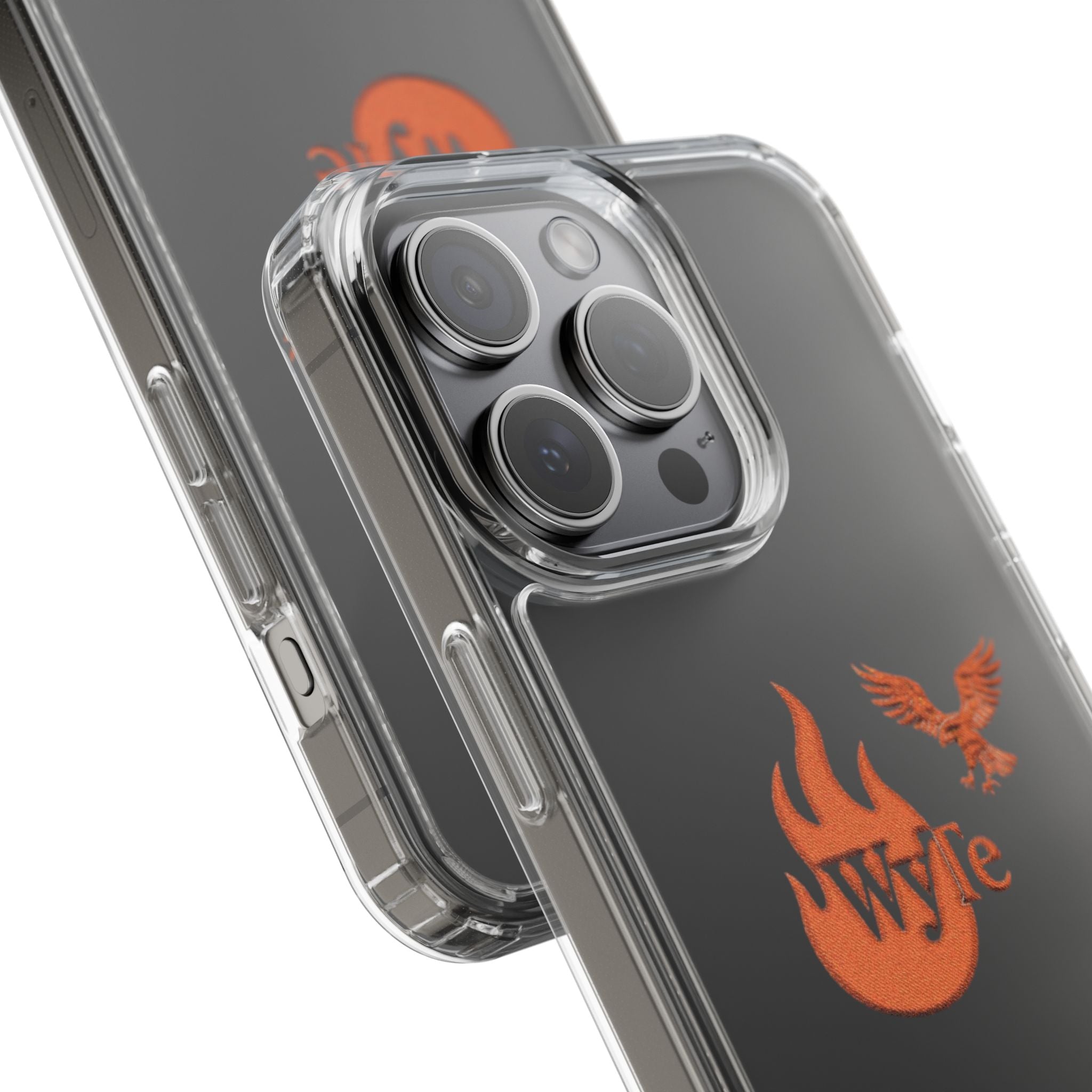 Clear Phone Case — Orange Flame & Eagle "Wyte" Clear Protective Cover