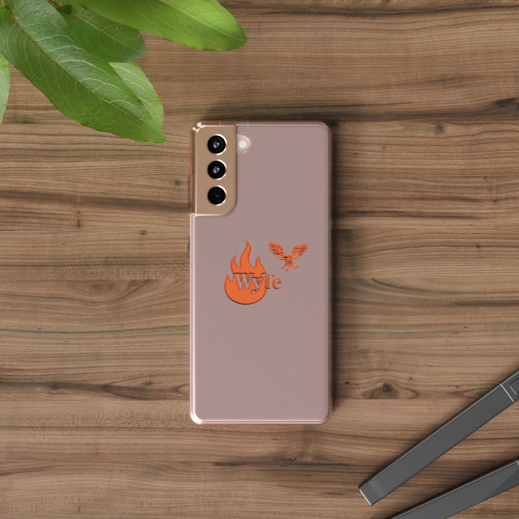 Clear Phone Case — Orange Flame & Eagle "Wyte" Clear Protective Cover