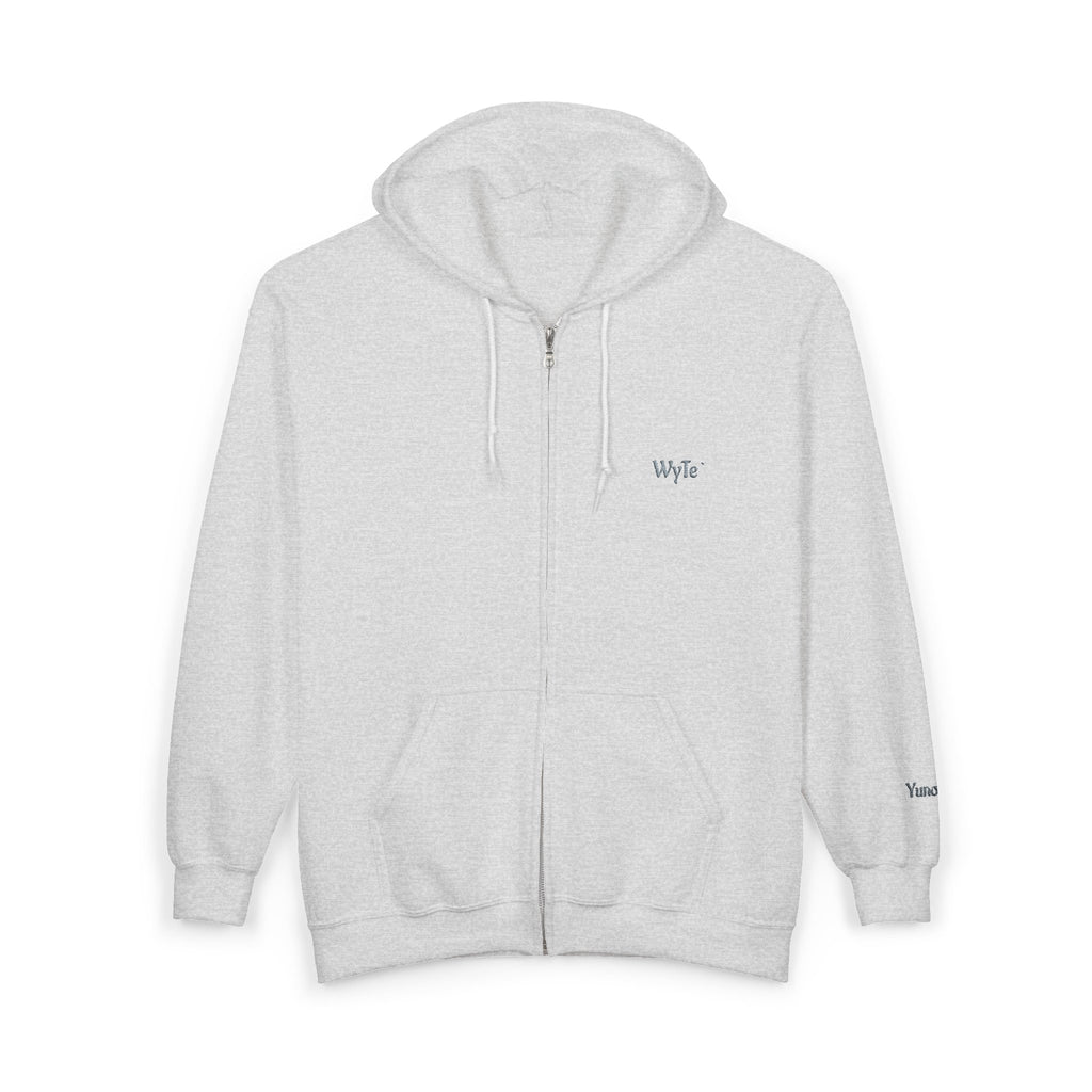 WyTe` Yuno` Classic Full-Zip Hoodie — Minimal Embroidered ' Chest Sweatshirt