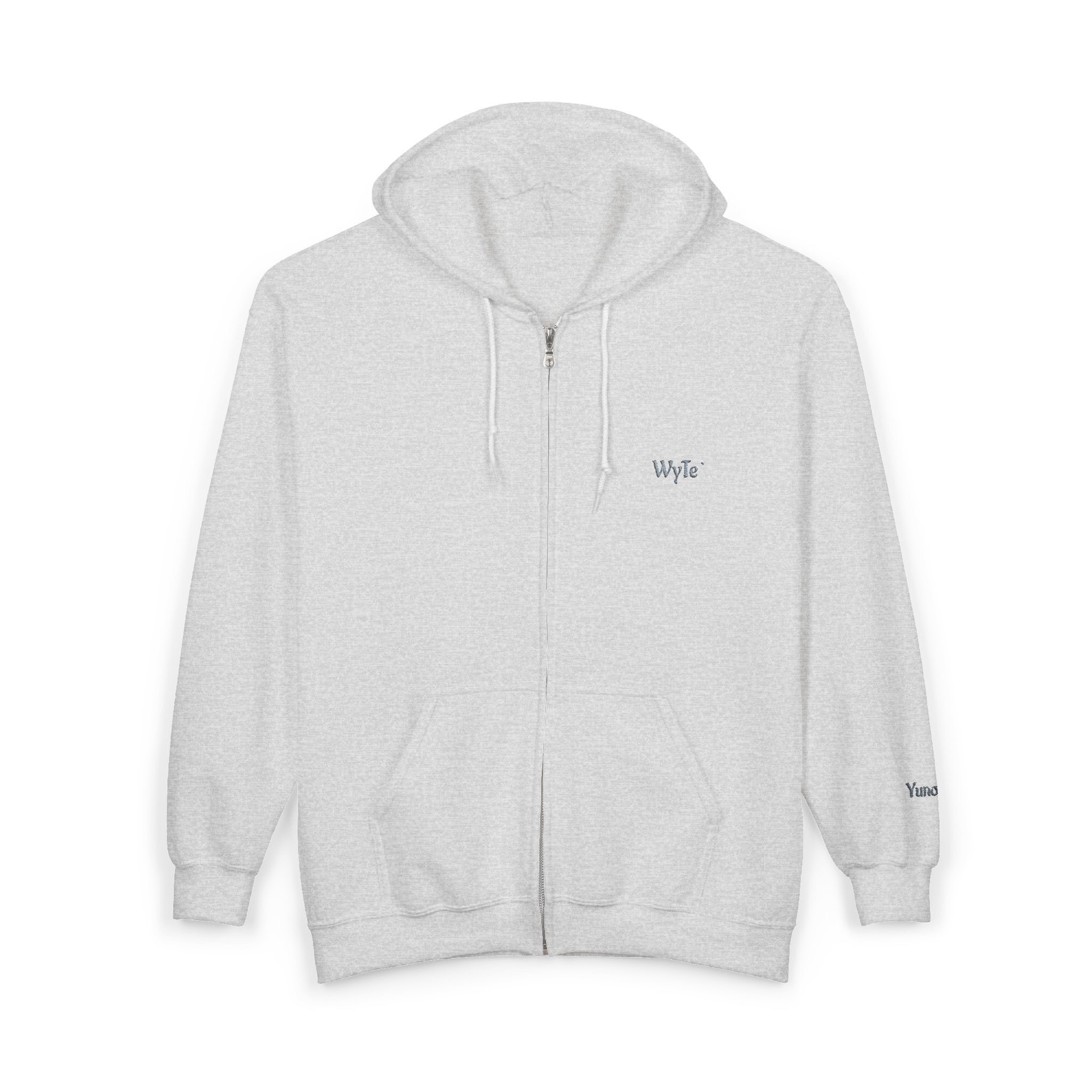 WyTe` Yuno` Classic Full-Zip Hoodie — Minimal Embroidered ' Chest Sweatshirt
