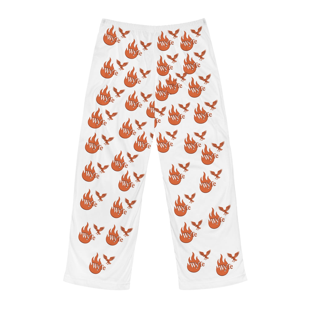 Men's Pajama Pants – White All-Over WyTe Flame  & Eagle Pattern Lounge Pants