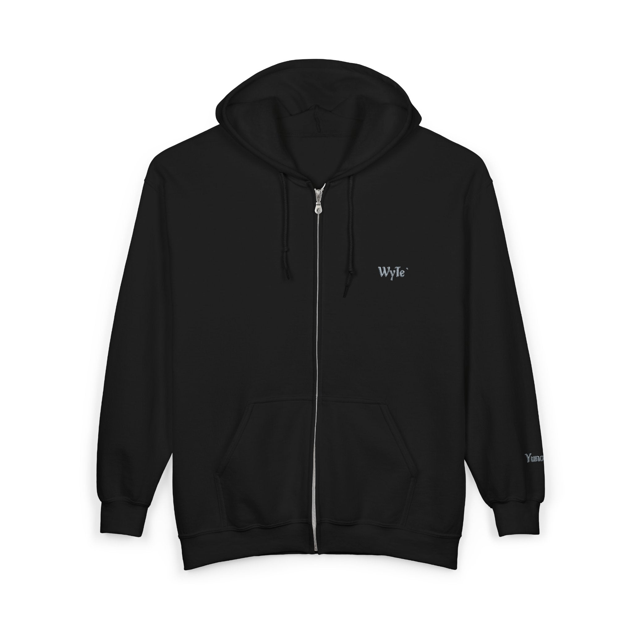 WyTe` Yuno` Classic Full-Zip Hoodie — Minimal Embroidered ' Chest Sweatshirt