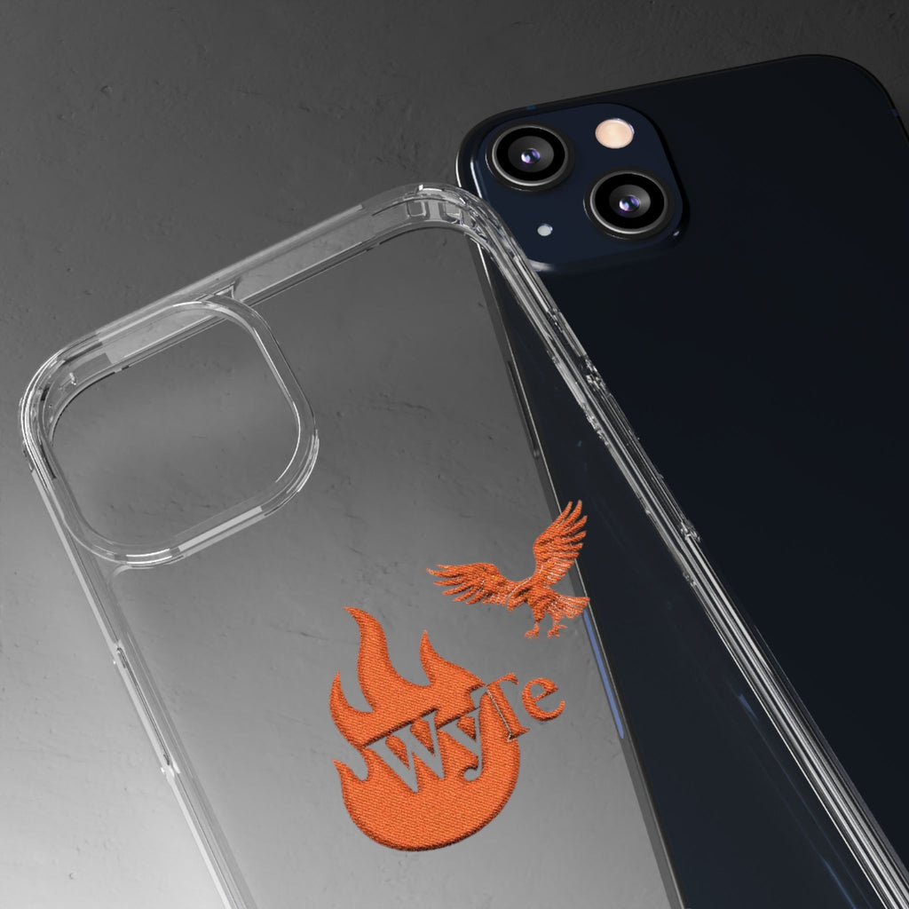 Clear Phone Case — Orange Flame & Eagle "Wyte" Clear Protective Cover